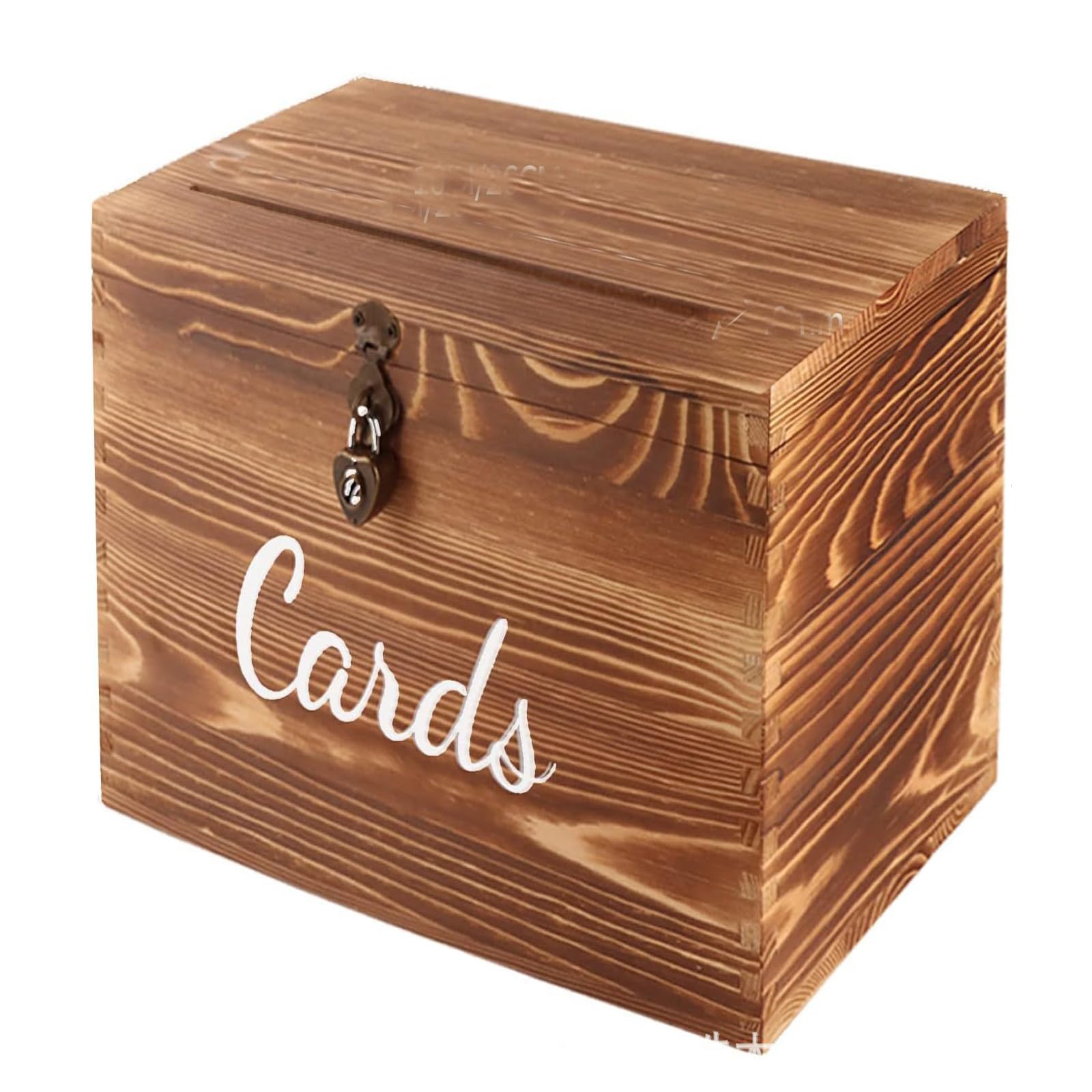 Rustic Wooden Card Box with Lock - 10×10×6 Inch - Perfect for Wedding, Bridal Shower, Anniversary & Special Events - Elegant Gift Box for Cards, Money & Keepsakes