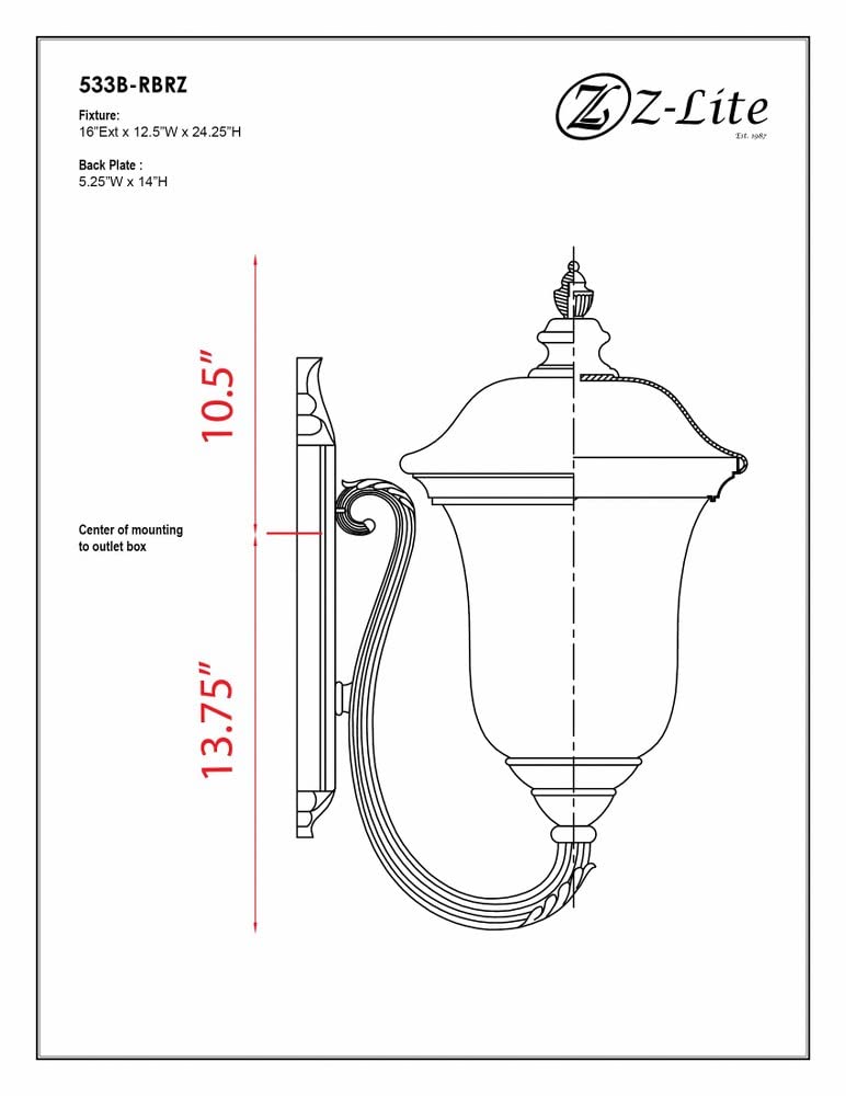 Z-Lite 533B-RBRZ Armstrong Outdoor Wall Light - Durable Aluminum Frame with Bronze Finish & Clear Water Glass Shade - Perfect for Porch, Patio, Garden, and Exterior Home Lighting
