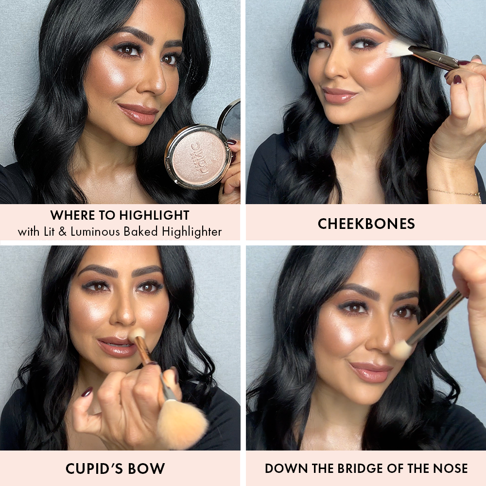 Lit & Luminous Baked Highlighting Powder - Shimmering Face Highlighter for Cheekbones & Contour | Perfect for Daytime Glow & Nighttime Makeup Looks