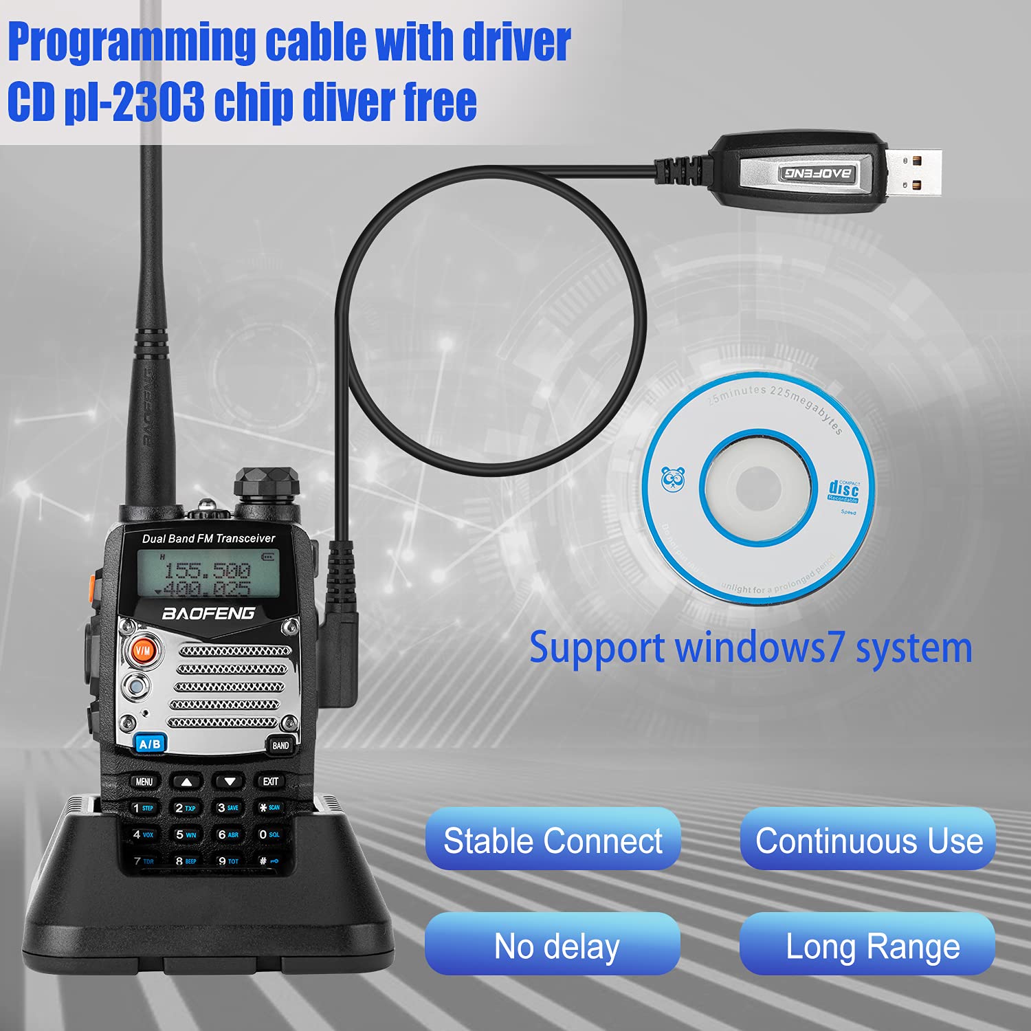 BAOFENG UV-5R Pro Ham Radio Handheld Walkie Talkies - UHF VHF Dual Band 2-Way Radio with 3800mAh Battery, Earpiece & Programming Cable (2 Pack) - Ideal for Outdoor Adventures, Emergency Communication & Security Teams