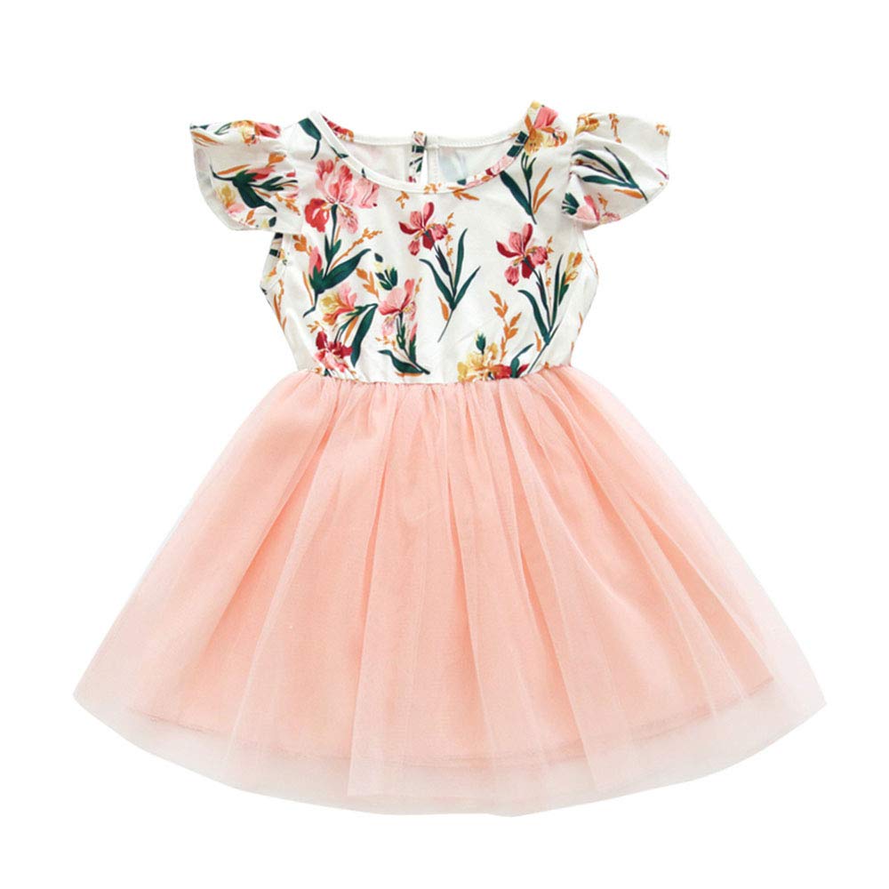 **Toddler Baby Girls Floral Princess Tutu Dress - Ruffle Sleeveless Summer Outfit for Parties, Photos & Playtime**