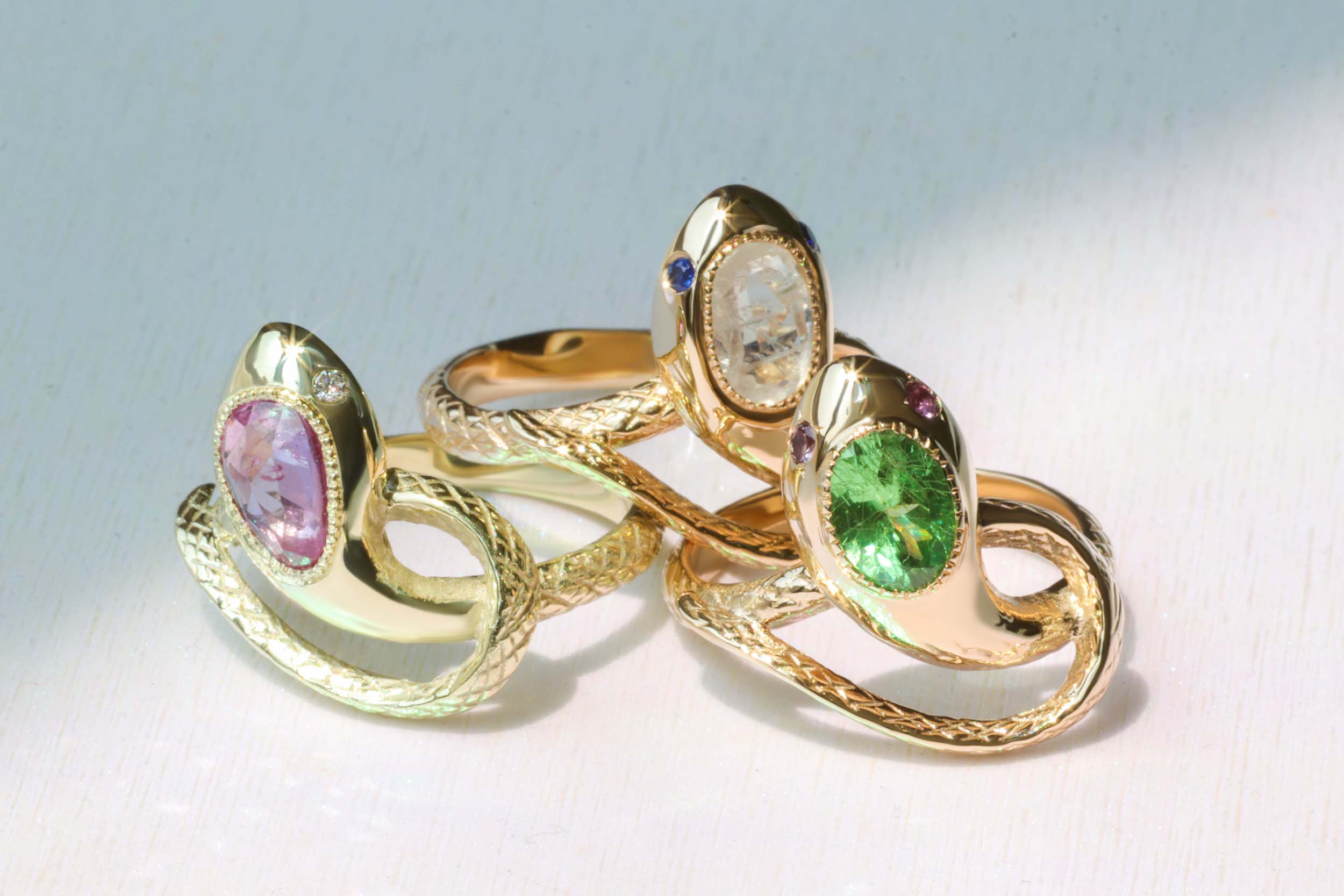 Rose Ophidia Ring - 14K Gold Plated Rose Cut Pink Sapphire Jewelry for Women, Elegant Gift for Anniversary, Valentine's Day & Special Occasions