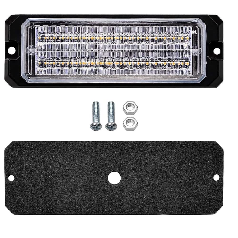 1/4pcs 32-LED Surface Mount Flashing Strobe Lights for Trucks, Cars & Vehicles - Mini LED Grille Lights, Emergency Beacon & Hazard Warning Lights (Amber/Amber & White) - Perfect for Roadside Emergencies, Construction Zones & Vehicle Safety