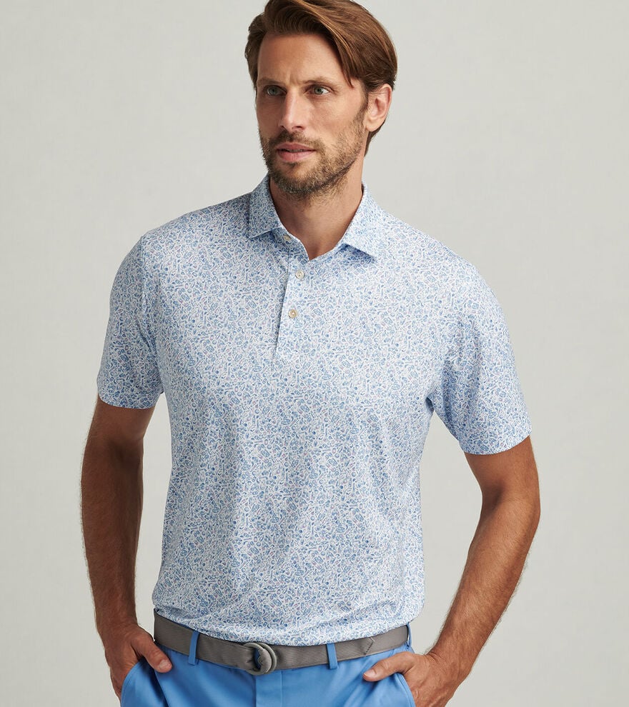 Peter Millar Men's Performance Jersey Polo Shirt - Breathable Golf Shirt for Men, Moisture-Wicking & UV Protection - White | Perfect for Golf, Casual Wear & Outdoor Activities