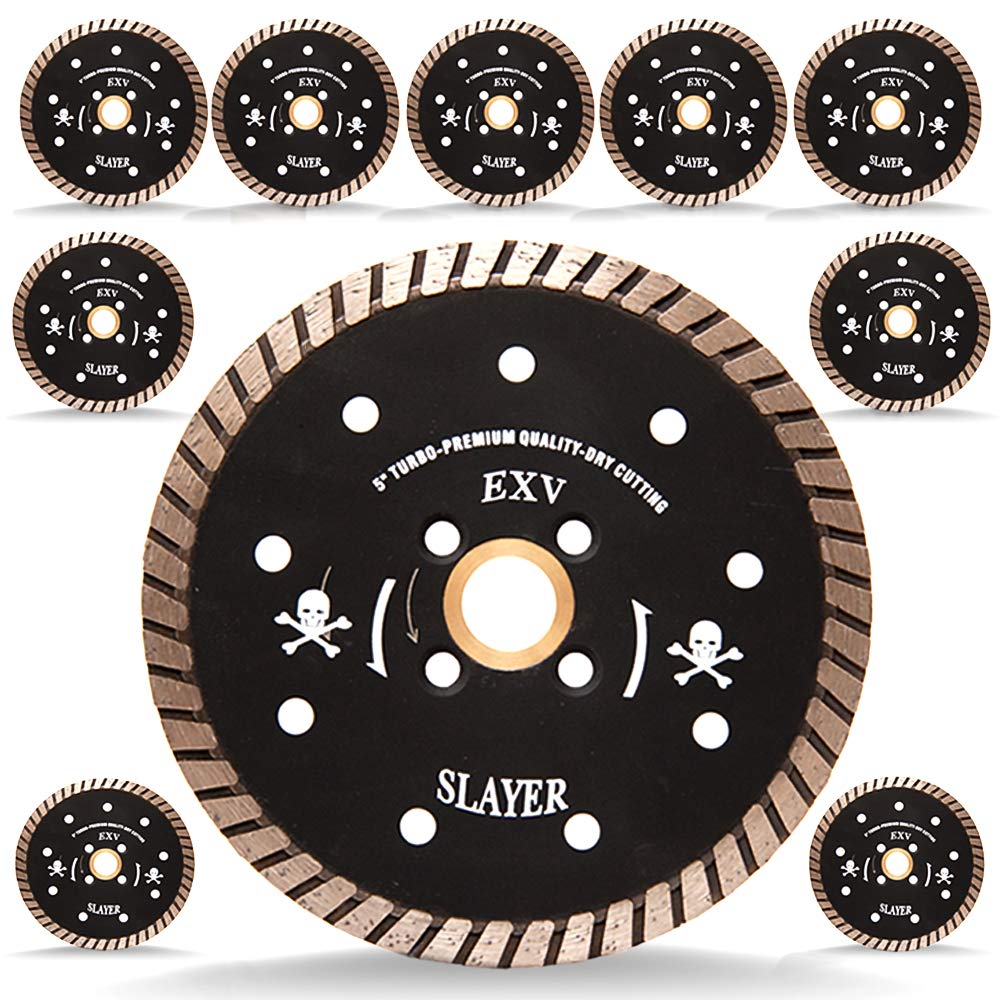 Slayer Turbo Granite Blade - 5 Inch Premium Continuous Rim Diamond Blades for Cutting Marble, Granite & Stone - 10-Piece Bundle - Perfect for Tile Saws, Masonry Work & DIY Projects