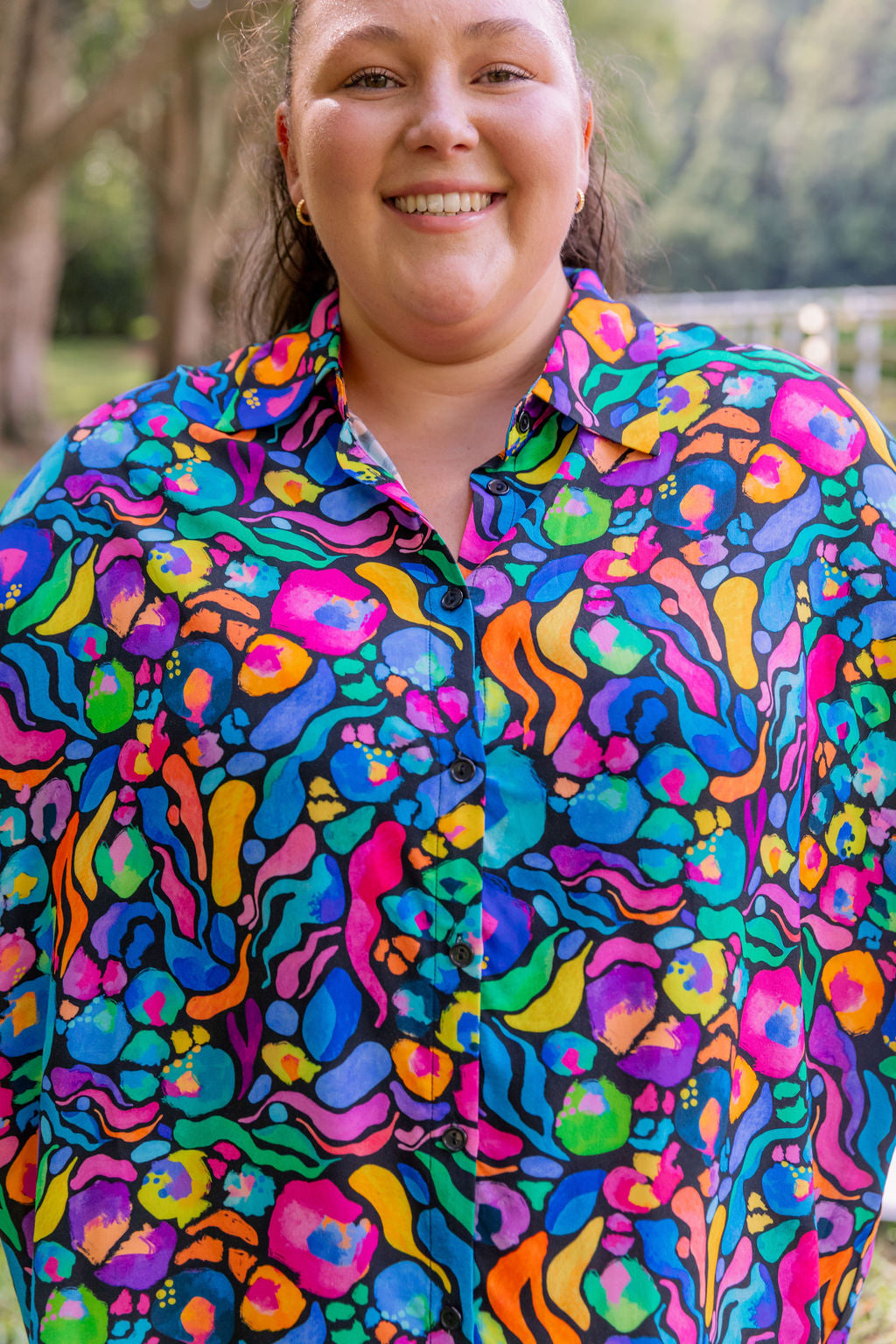 Kasey Rainbow Tammin Shirt - Stylish African Print Women's Top for Casual Wear & Summer Outfits