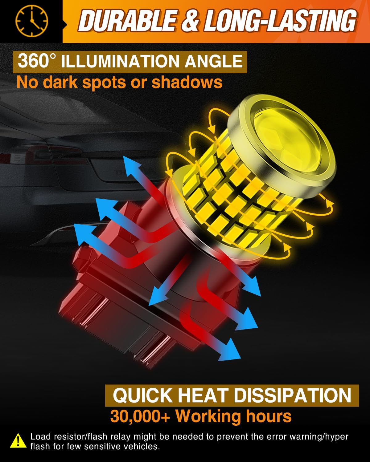 57 LEDs 6100K Cool White LED Bulbs - 3156 3056 4157 3057 3157 Replacement (Pair) - Perfect for Car Headlights, Tail Lights, and Interior Lighting