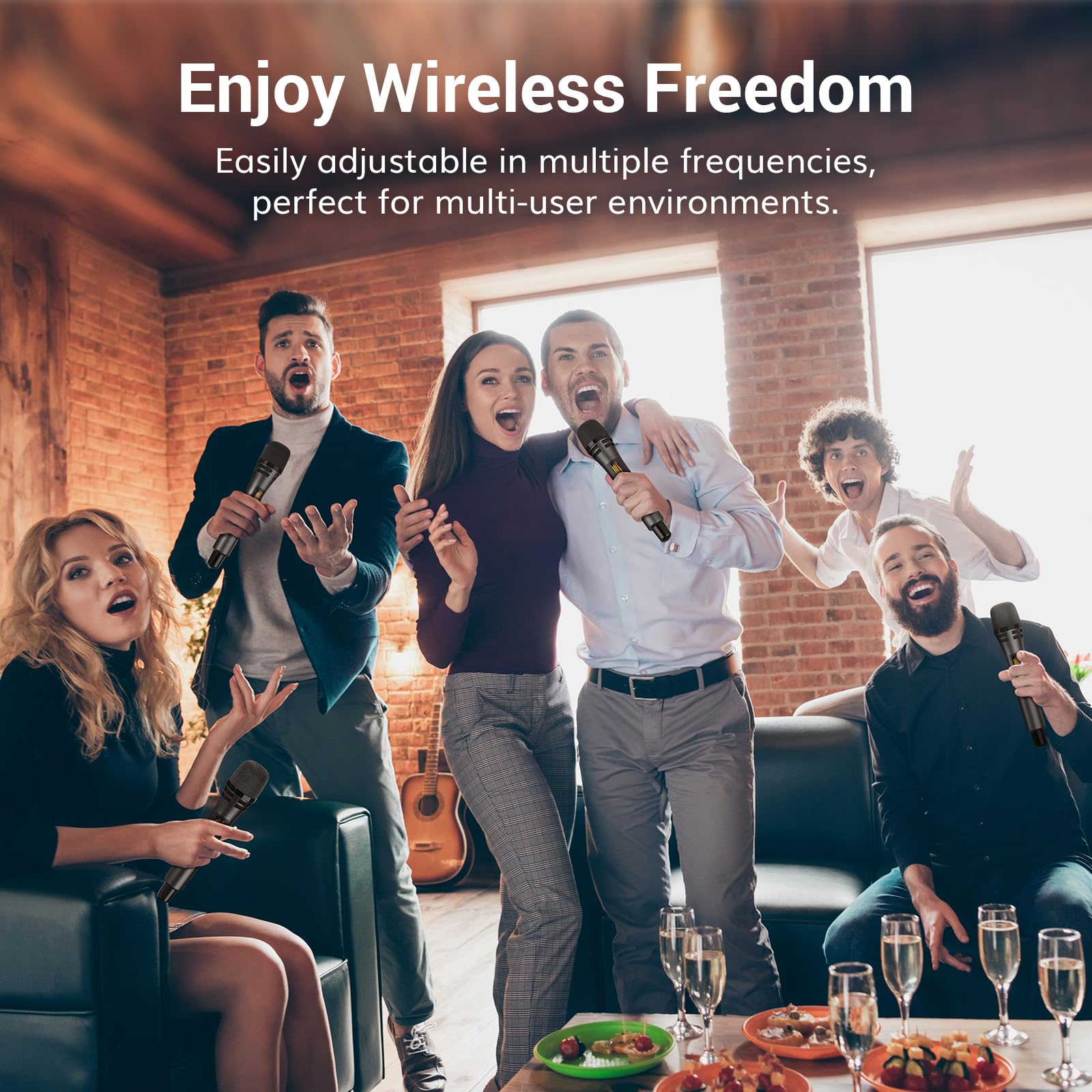 TONOR Wireless Microphone System - 4x10 Channel UHF Cordless Handheld Mic with 200FT Range, Stable Signal for Karaoke, Church, Wedding & Events | Ideal for Live Performances, Public Speaking & Professional Audio Setups