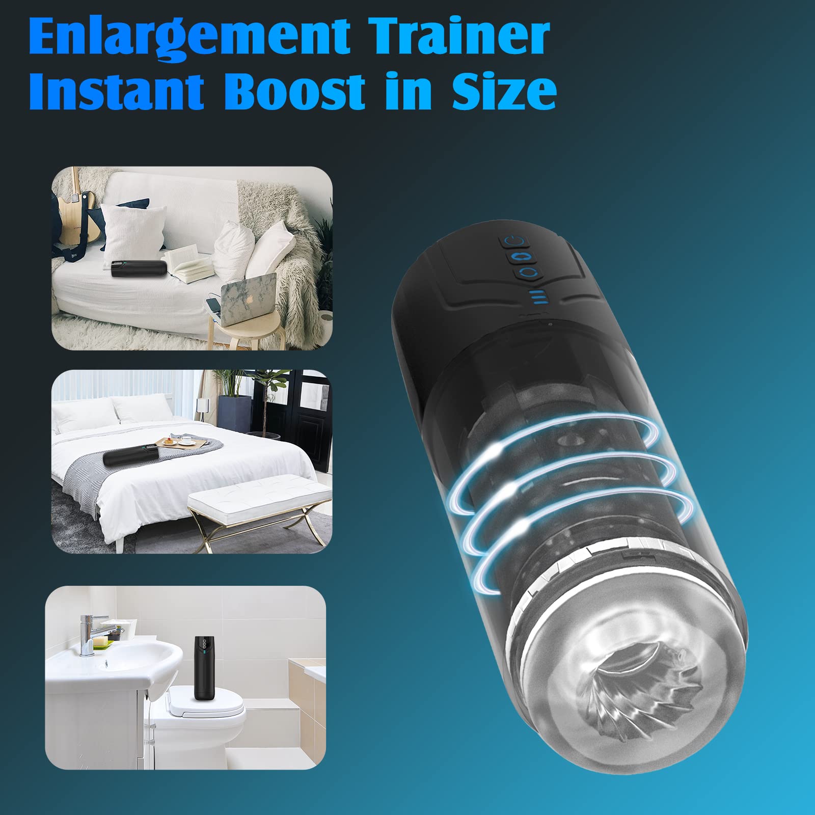 2 in 1 Automatic Male Masturbator & Penis Pump - 7 Rotation & 7 Suction Modes, Waterproof Pocket Pussy Stroker, Adult Male Sex Toy for Men - Perfect for Solo Play, Discreet Use at Home or Travel