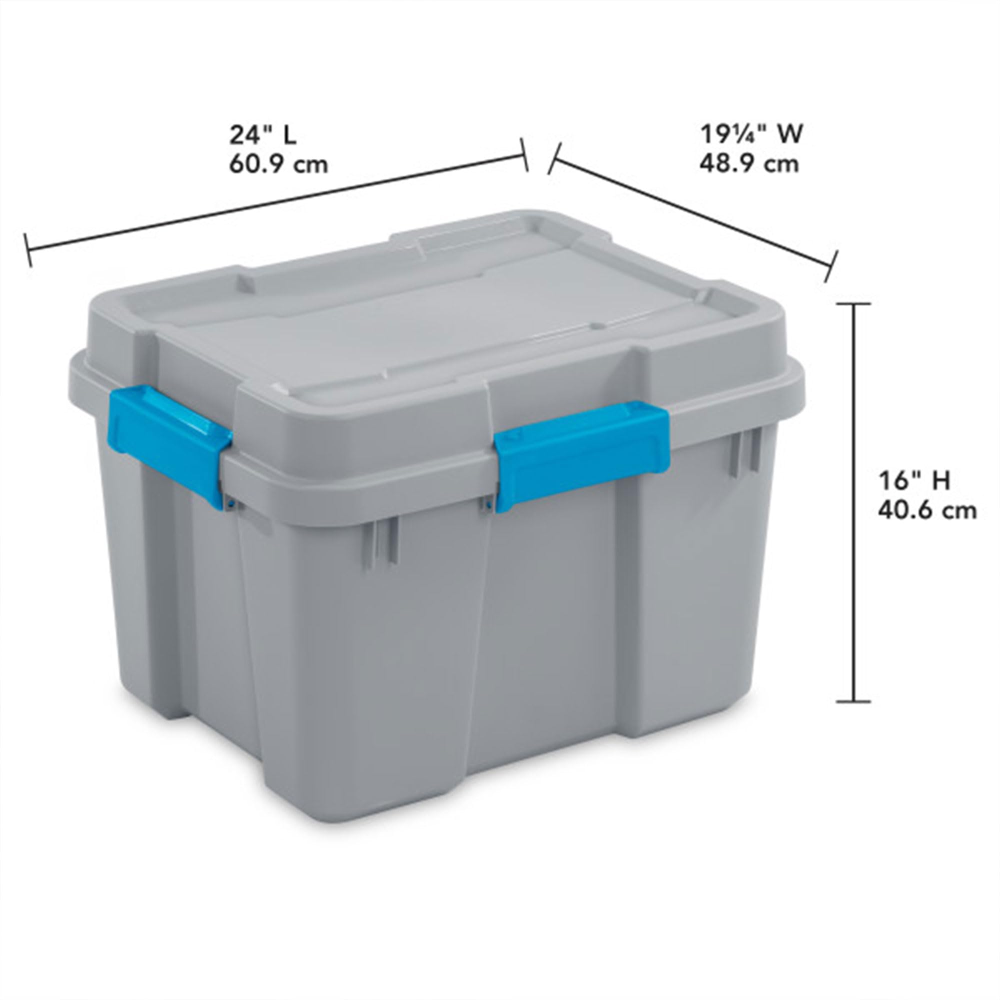 Sterilite 20 Gallon Heavy Duty Stackable Storage Bins with Latching Lids - 4 Pack Gray Plastic Containers for Organizing Basement, Garage & Closet - Perfect for Home Storage, Moving & Seasonal Items