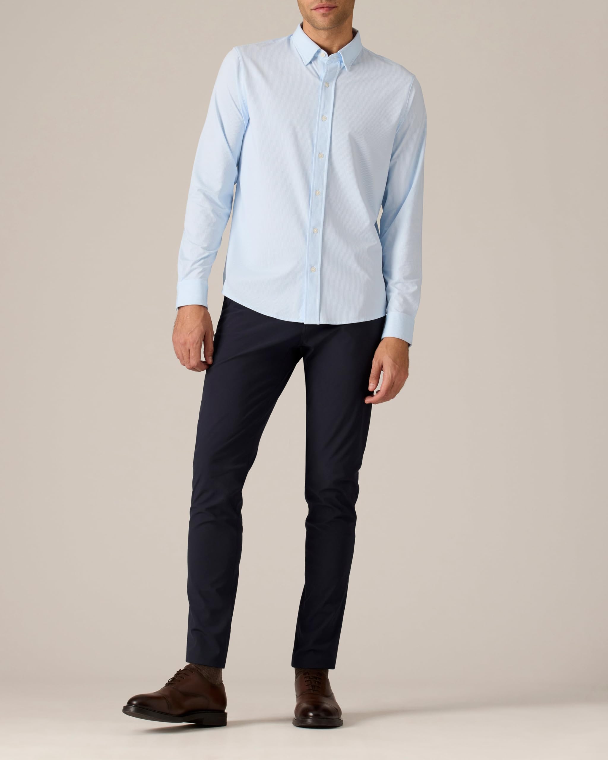 Rhone Men's Commuter Performance Dress Shirt - Wrinkle Resistant & Machine Washable Slim Fit Button Down Shirt for Business & Travel | Office Wear & Casual Outfits