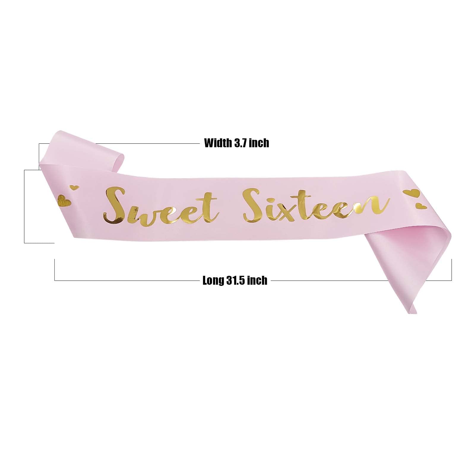 Sweet 16 Pink Satin Birthday Sash for Girls - Princess Birthday Party Decorations & Gifts - Happy 16th Birthday Party Favors - Perfect for Sweet Sixteen Celebrations, Quinceañeras & Special Milestone Events
