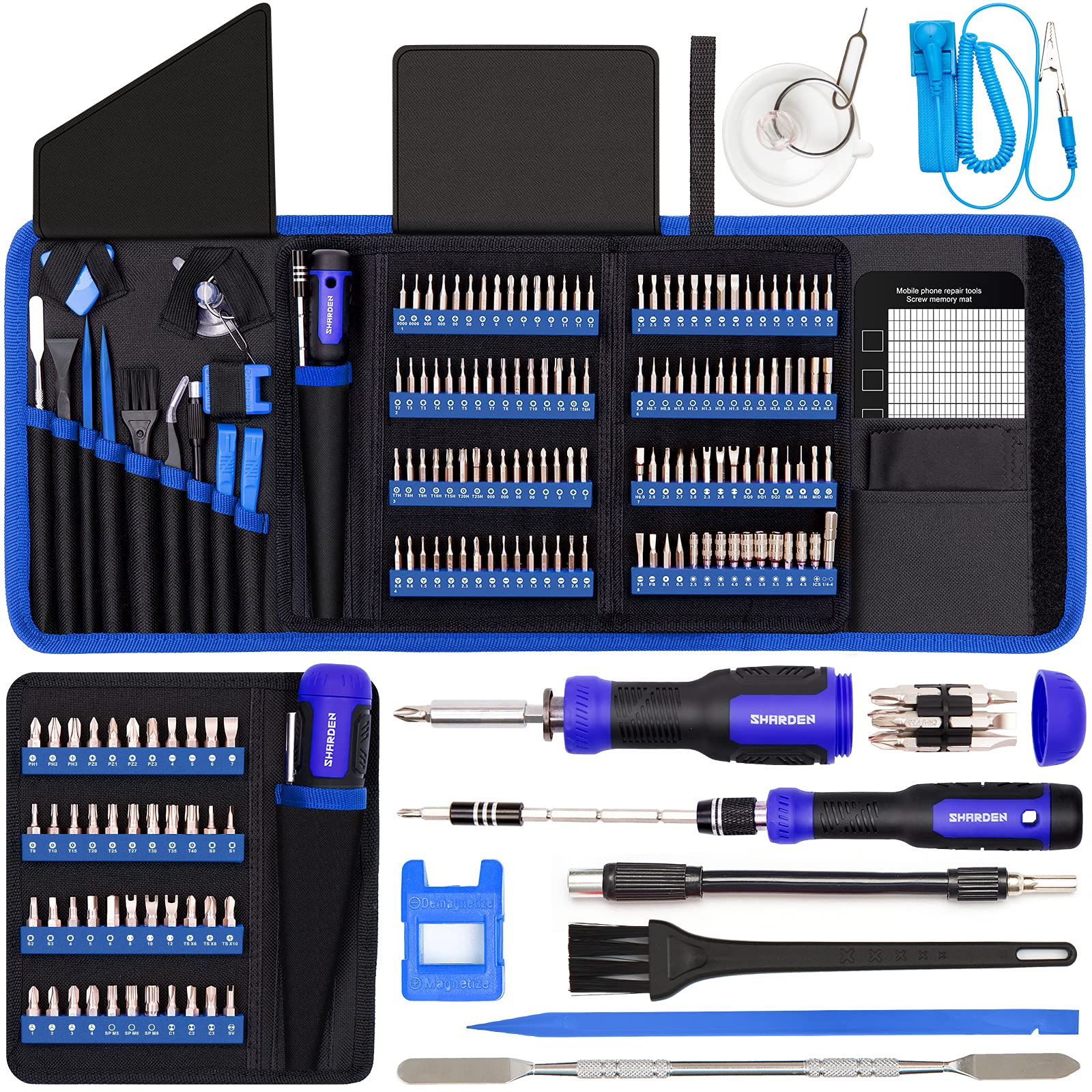 SHARDEN 191-in-1 Precision Magnetic Screwdriver Set with 1/4