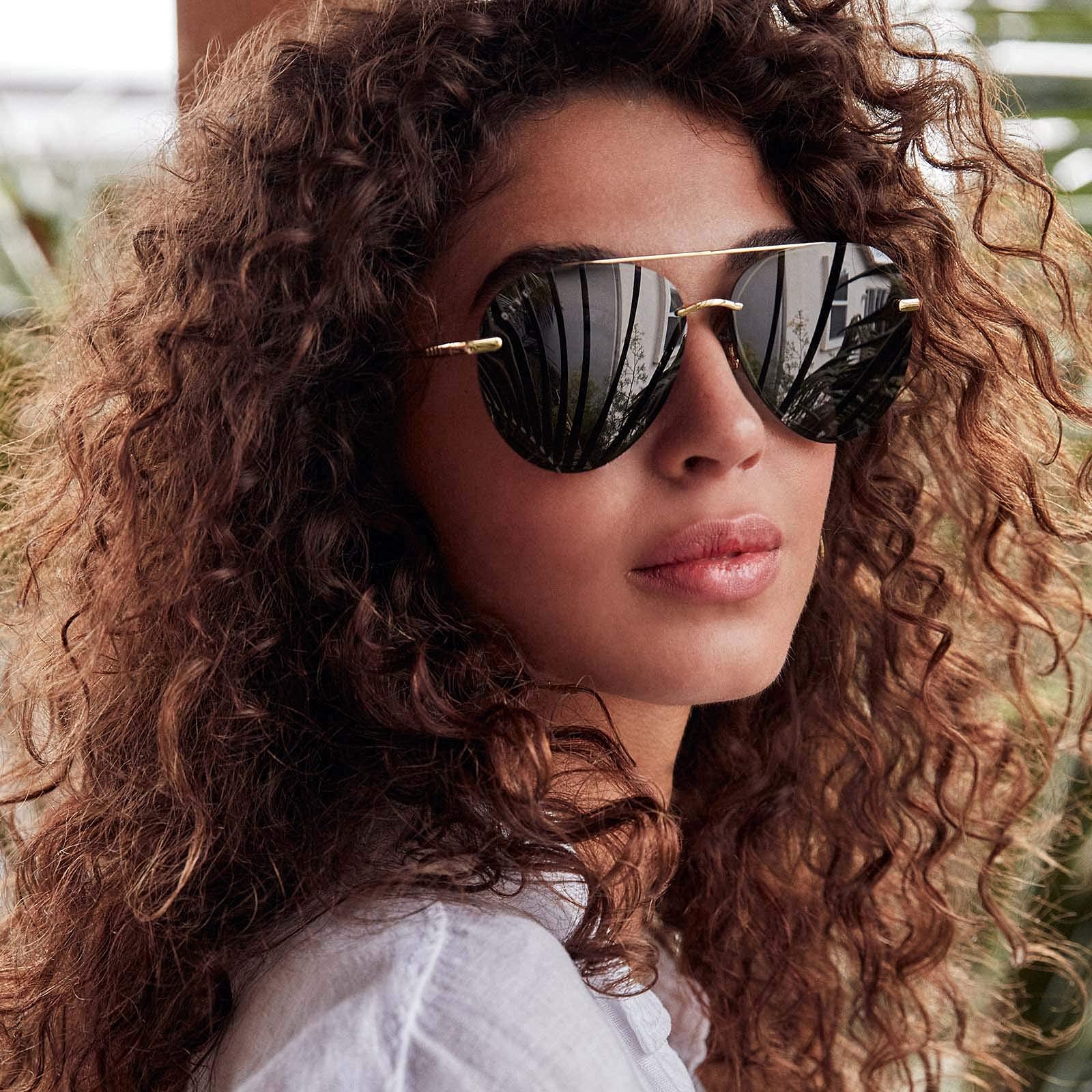 DIFF Lenox Polarized Oversized Aviator Sunglasses for Women - UV400 Protection, Gold Stainless Steel Frames - Perfect for Driving, Beach & Outdoor Activities