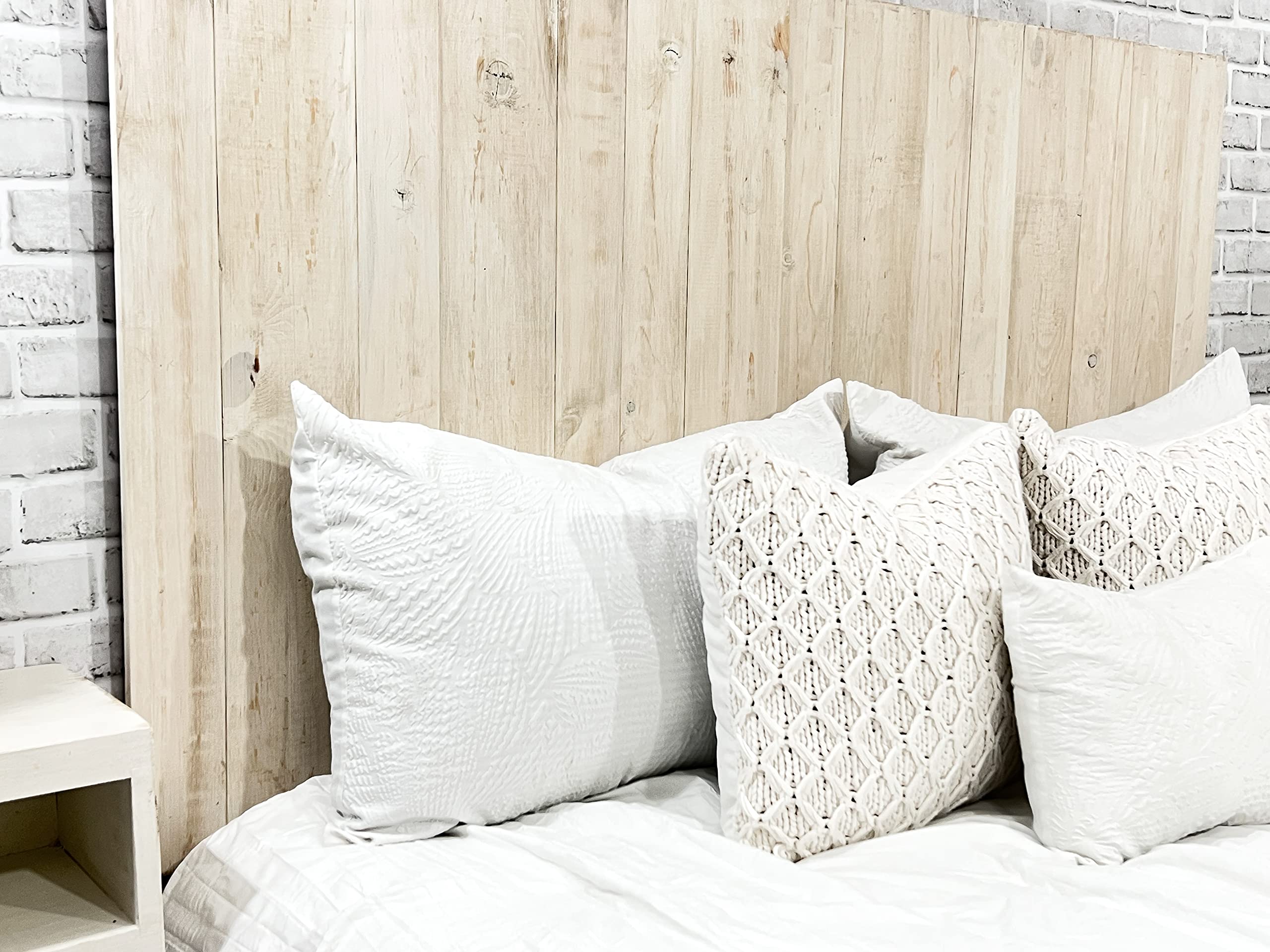 Antique White Farmhouse Headboard - Solid Wood Wall Mounted Queen Size Bed Frame with Floating Panels, Adjustable Height & Easy Assembly - Perfect for Rustic Bedroom Decor & Master Suite Renovation