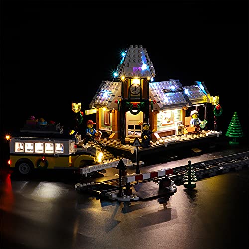 LEGO Winter Village Station 10259 Light Kit - Compatible with Official LEGO Set (Not Included) - Classic White LED Lighting for Holiday Train Display & Christmas Village Decor