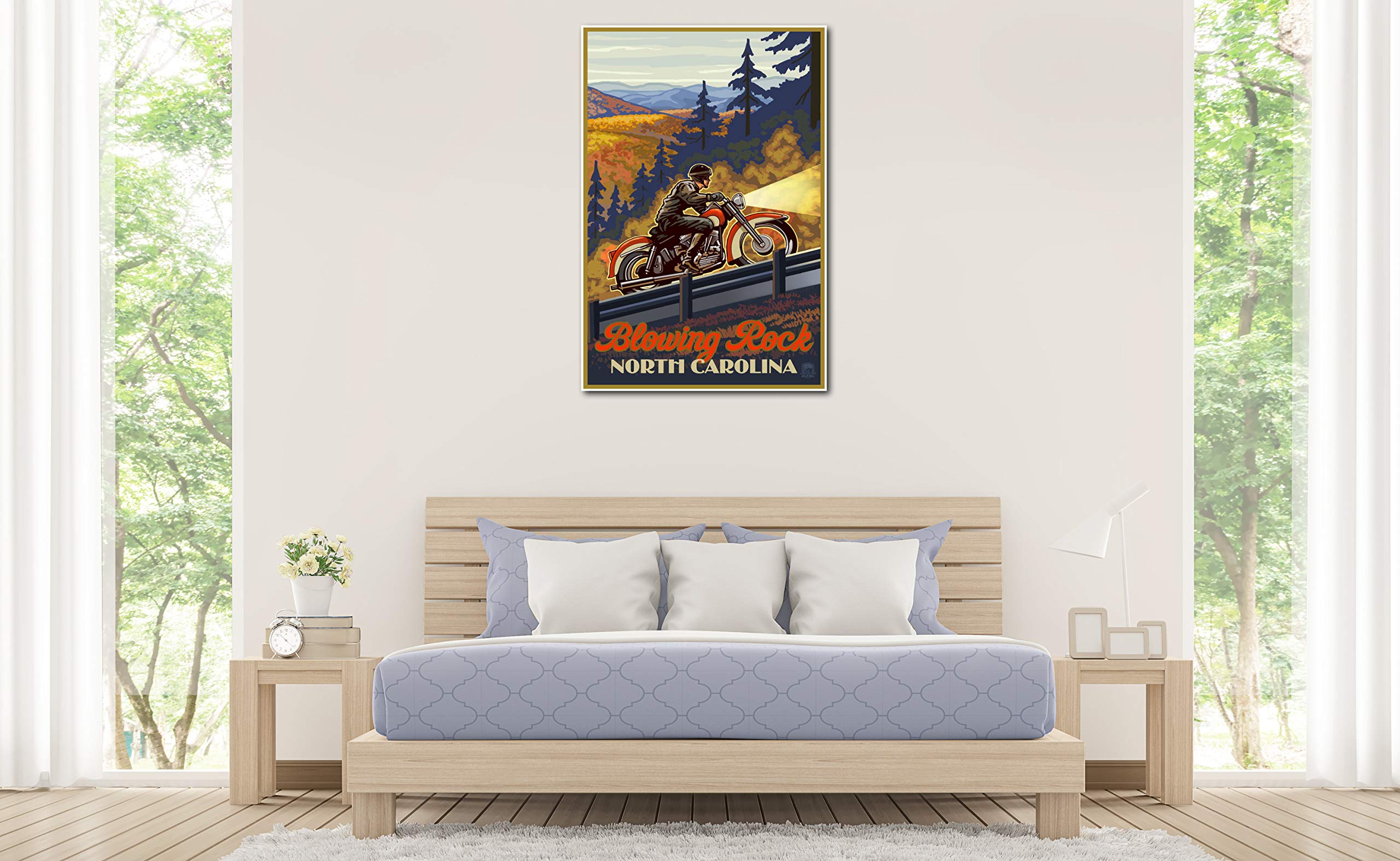 Paul A. Lanquist Motorcycle Art Print - Blowing Rock North Carolina Travel Poster 30x45 Inch - Premium Giclee Wall Decor for Living Room, Bedroom & Office
