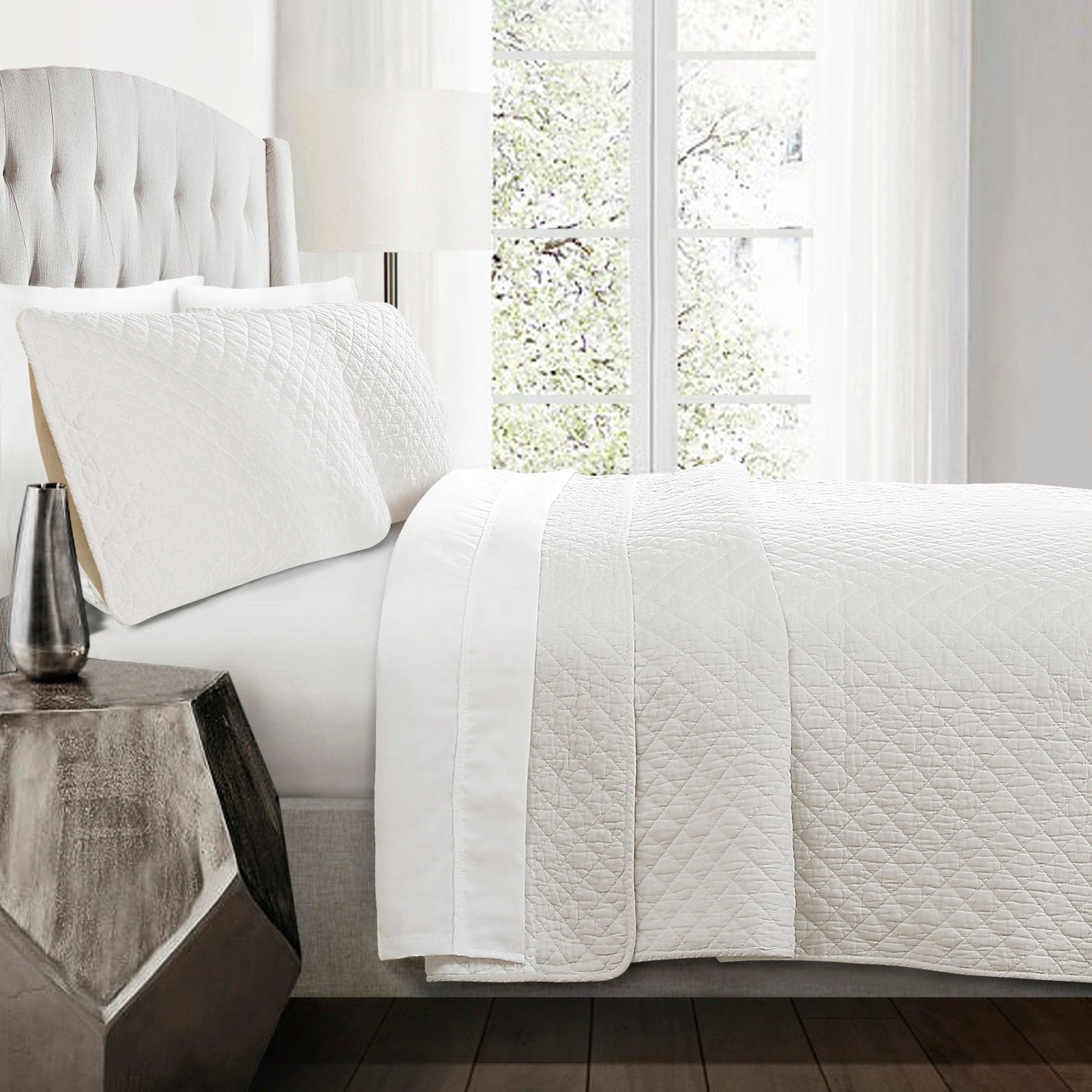 Ava Diamond Oversized Cotton Quilt Set - King Size Bedding with Soft Breathable Fabric for All Seasons | Perfect for Master Bedroom, Guest Room & Cozy Home Decor