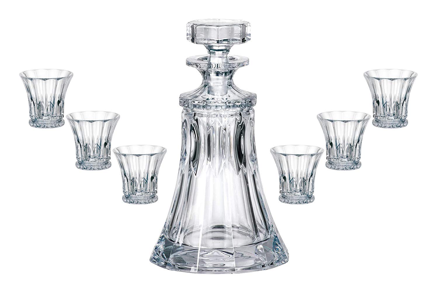 7-Piece Bohemian Crystal 'Wellington' Whiskey Decanter Set with DOF Liquor Glasses - Perfect for Home Bars, Gifts & Entertaining
