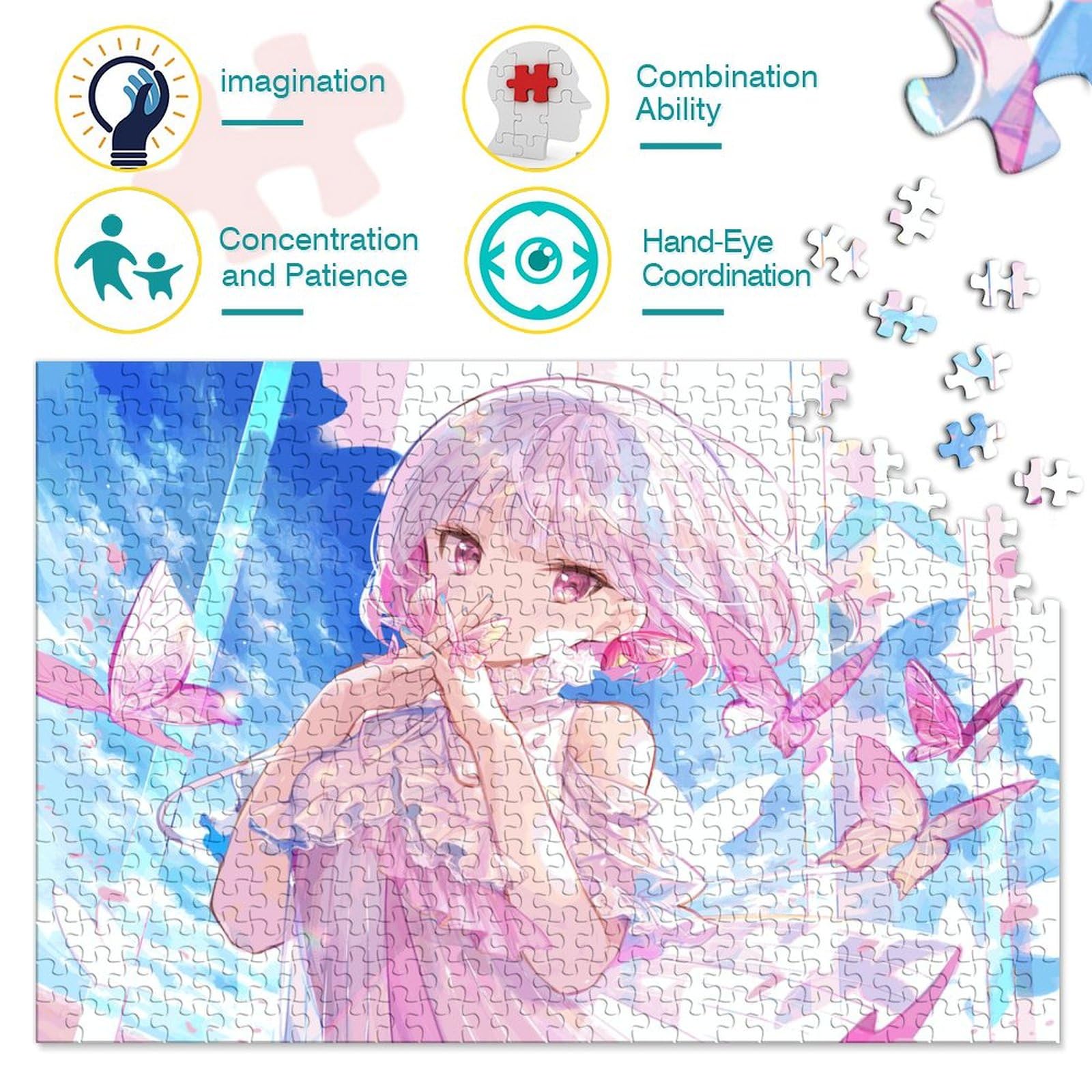 Anime Girl 1000-Piece Jigsaw Puzzle for Adults - High-Quality Manga Photo Puzzle (75x50cm) - Perfect for Home Decor, Gift Giving & Relaxation
