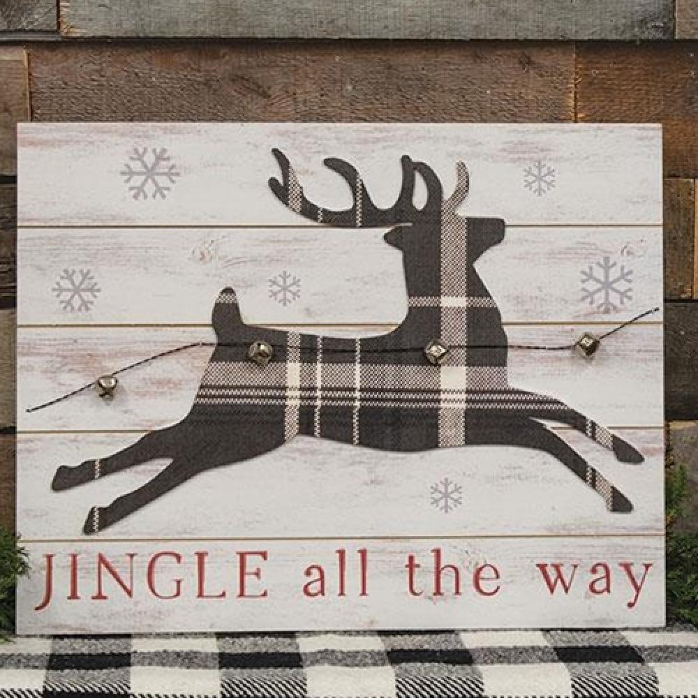 Christmas Reindeer Jingle Bell Wall Sign - Festive Holiday Home Decor for Living Room, Bedroom & Office