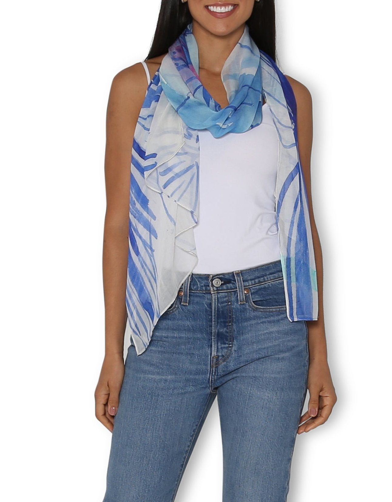 The Artists Label Blue Sea Scarf - Lightweight Womens Fashion Scarf for Beach, Travel & Everyday Wear