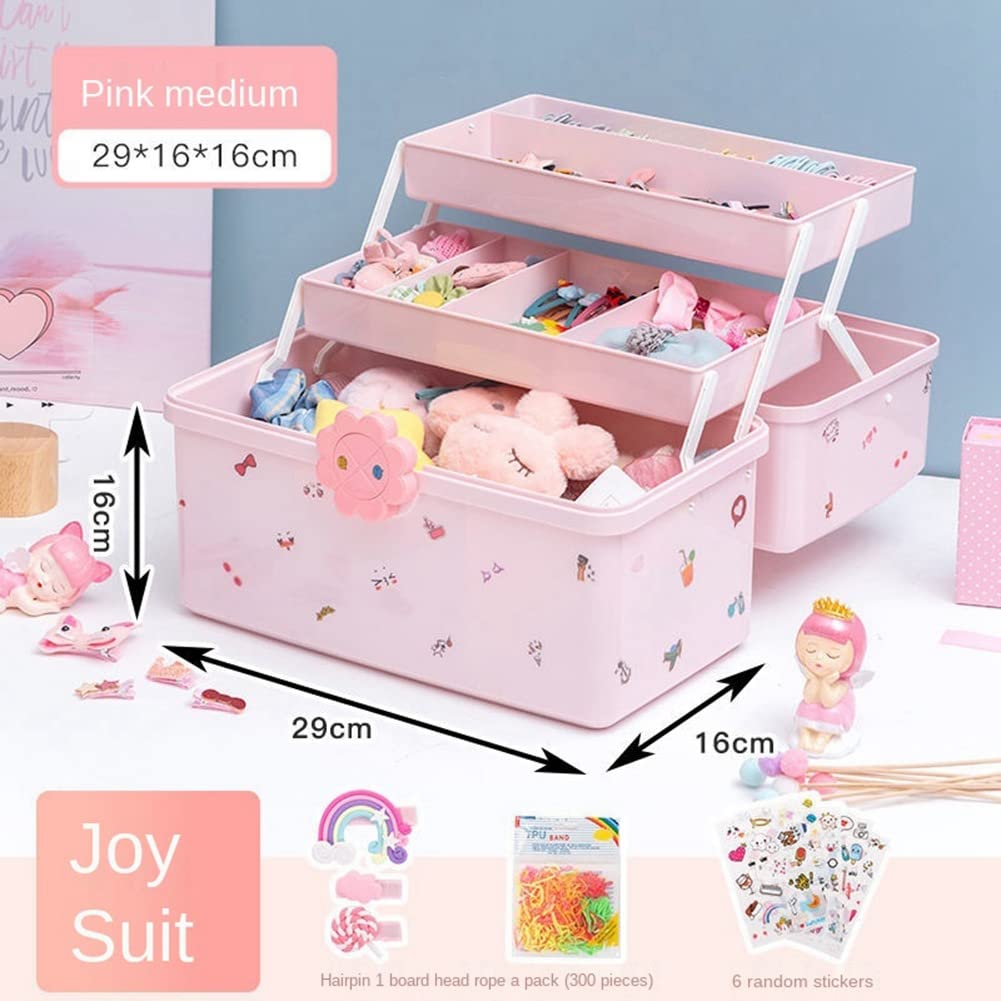 HDLIV Kids Hair Accessories Organizer Box - Baby Headbands, Hair Clips, Hair Ties & Hair Jewelry Storage - Cute Decorative Jewelry Box for Girls Room, Birthday Gifts & Travel Use