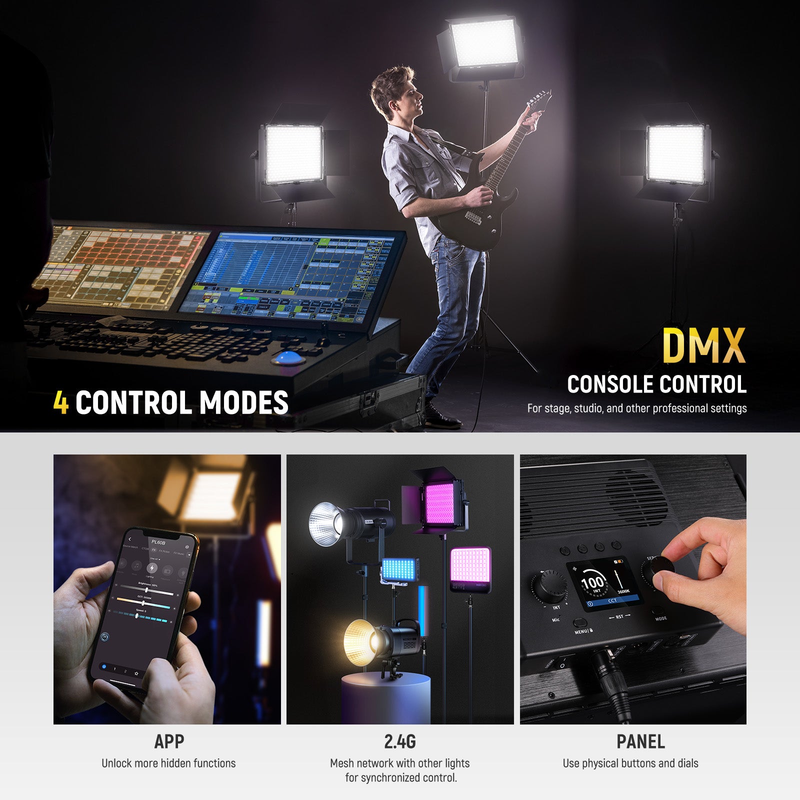 NEEWER PL60B Bi-Color LED Video Light Panel - 5600K & 3200K Adjustable, Dimmable Continuous Lighting for Photography, YouTube, Studio, Live Streaming & Video Production