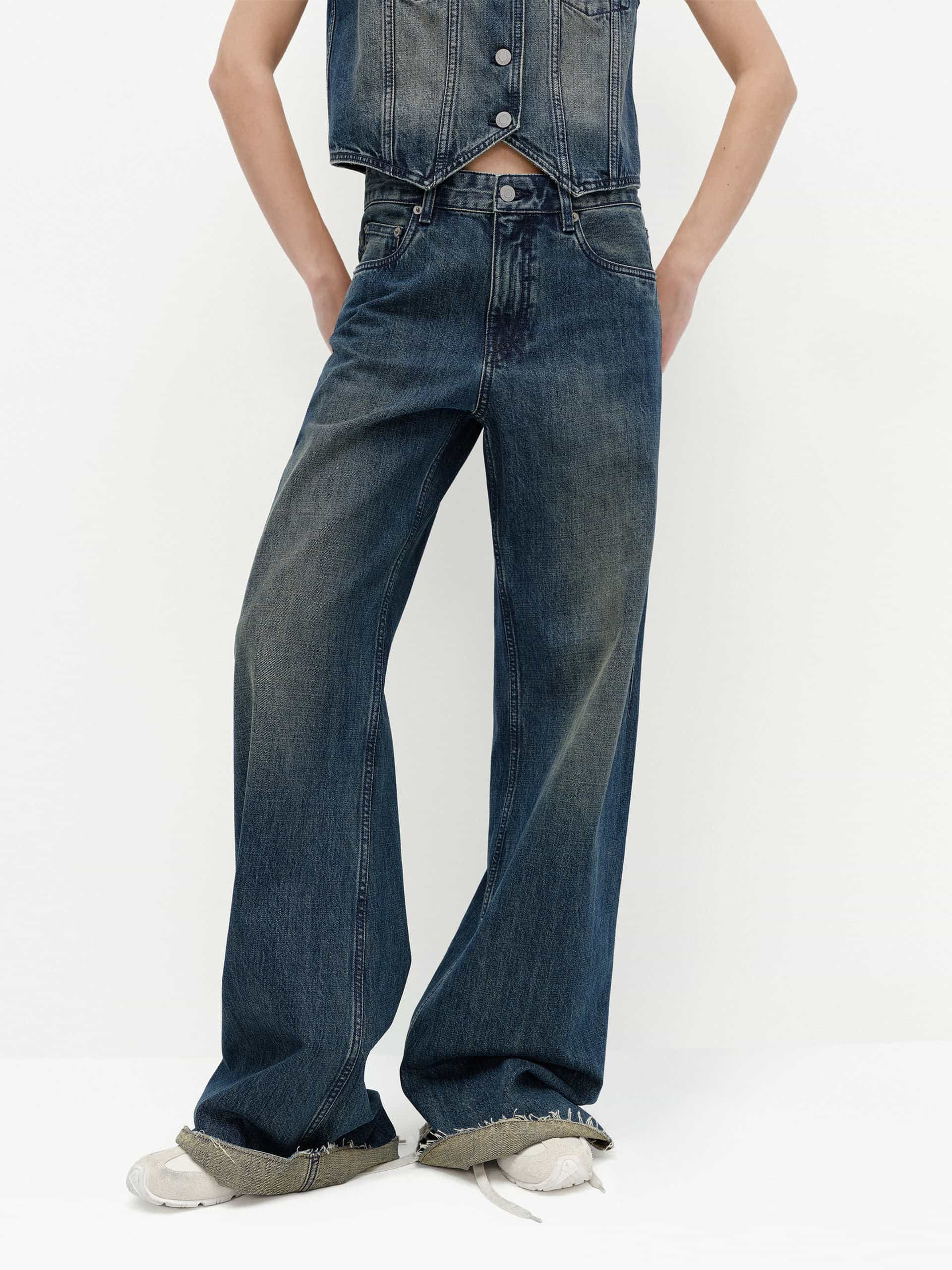 Women's High Waist Cotton Barrel Leg Jeans - Comfortable Stretch Denim Pants for Casual Wear & Everyday Outfits