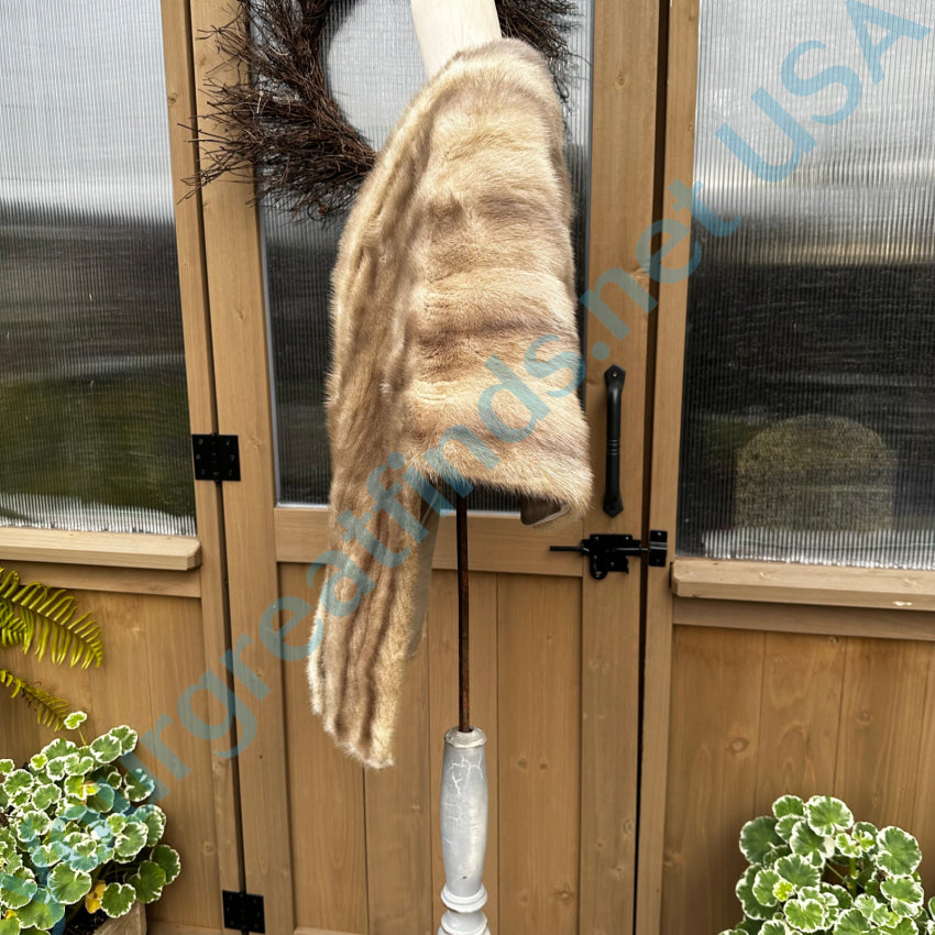 Vintage Champagne Mink Fur Stole - Elegant Women's Winter Shawl for Parties, Weddings & Special Occasions