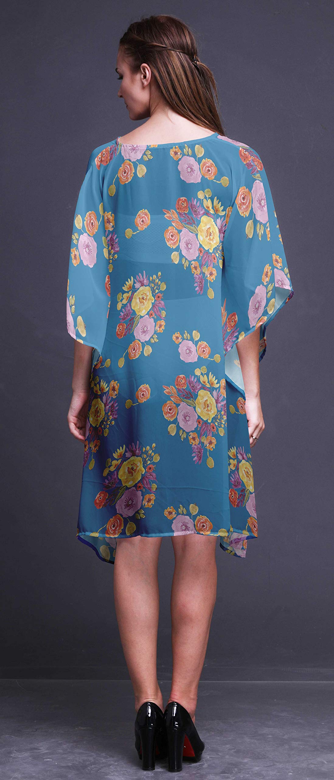 Bimba Women's Short Caftan Midi Dress - Beach Cover Up, Swimwear Dress, Summer Boho Kaftan for Pool, Vacation & Resort Wear