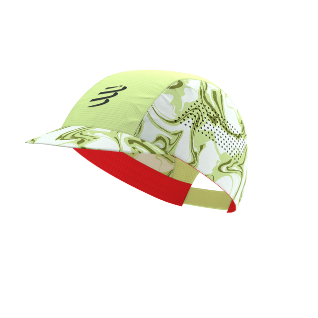 Compressport Unisex Pro Racing Cap - Green Camo/Fluo Red | Lightweight Performance Hat for Running, Cycling & Outdoor Sports