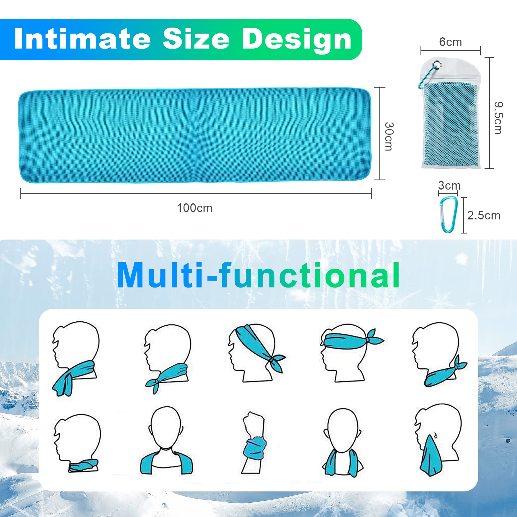 4 Pack Cooling Towel (40”×12”) - Soft Breathable Microfiber Neck & Face Towel for Hot Weather - Perfect for Yoga, Golf, Gym, Camping, Running & Outdoor Activities - Instant Cooling Ice Towel Accessories