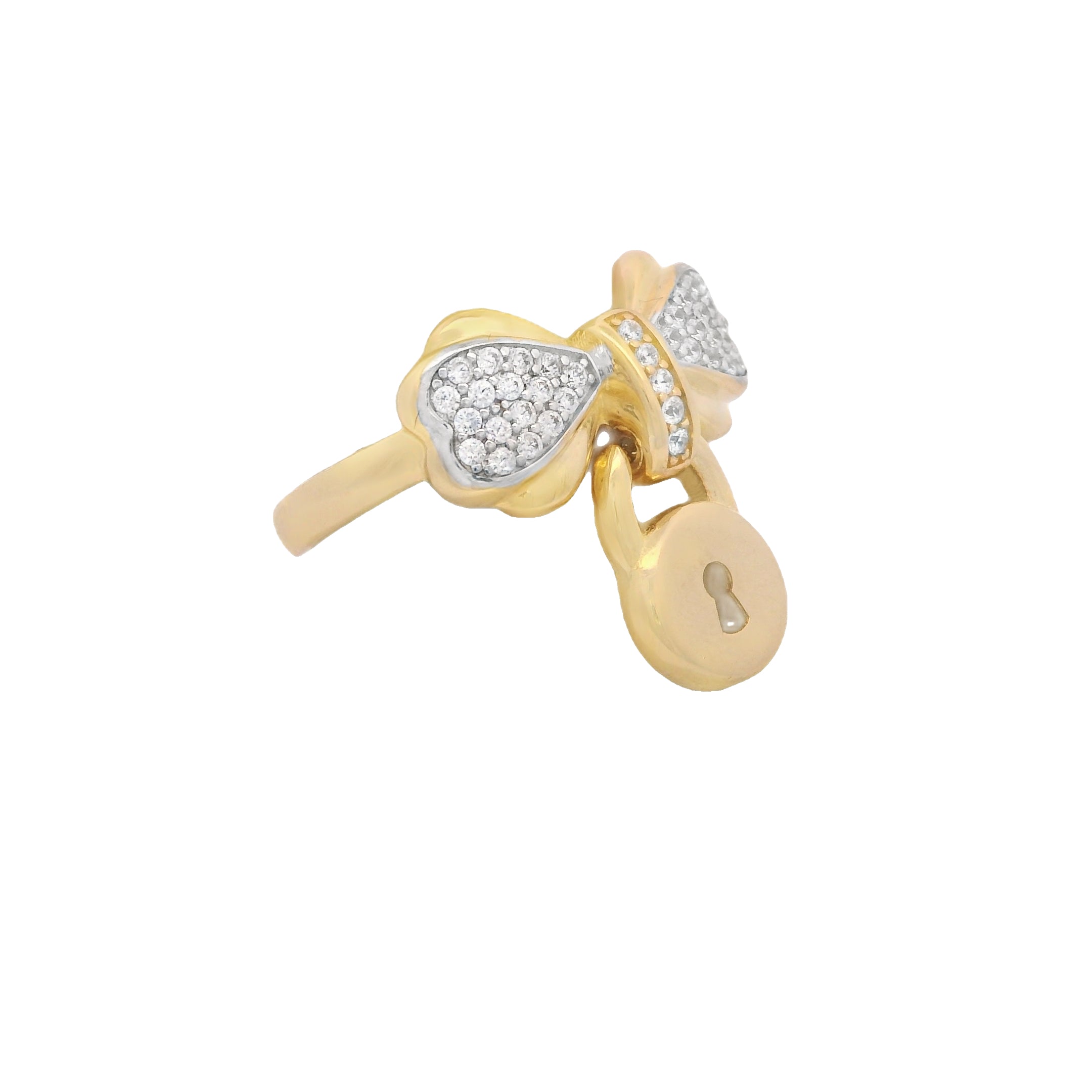 14K Gold Butterfly Lock Round Ring for Women - Elegant Jewelry Gift for Her | Perfect for Valentine's Day, Anniversary & Special Occasions