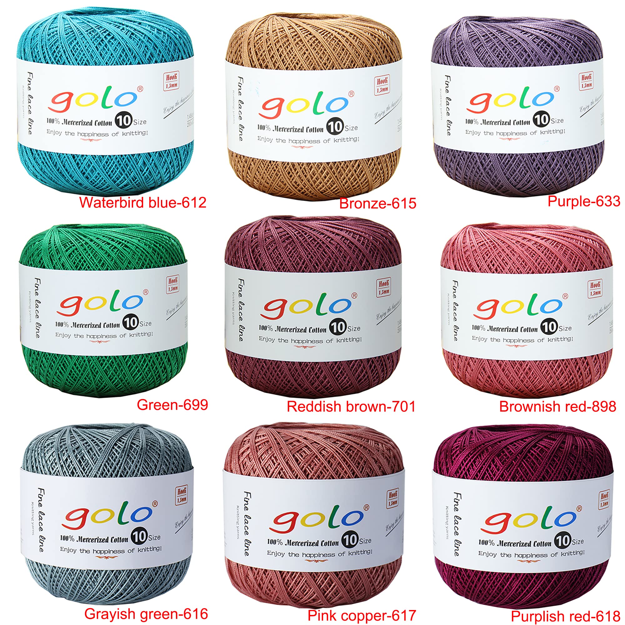 Golo Size 10 Crochet Thread Yarn - 100% Cotton Knitting Yarn for Crochet, Embroidery & Crafts (Light Pink-608) - Perfect for Doilies, Amigurumi & Home Decor Projects