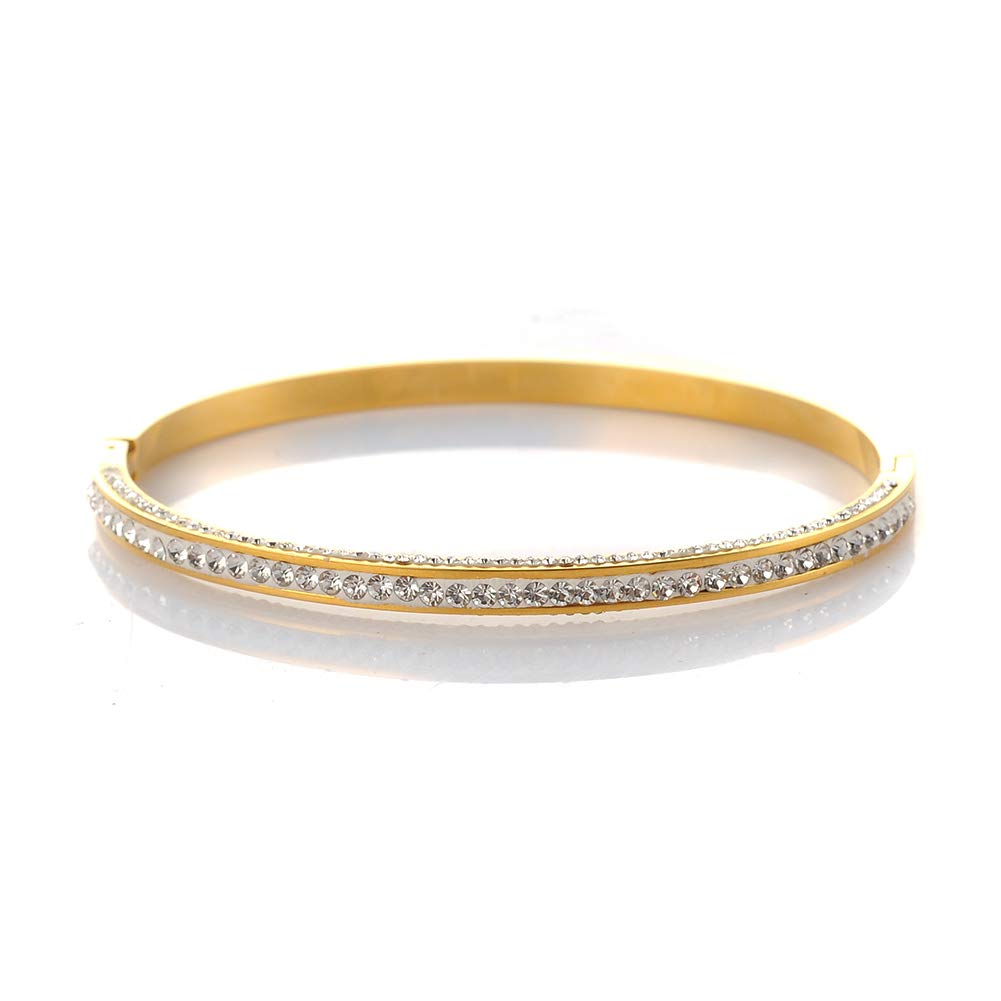Elegant Women's Crystal Bracelet Bangle - Rose Gold, Silver & Gold Stainless Steel Jewelry for Wedding, Anniversary & Romantic Gifts | Perfect for Date Nights, Bridal Showers & Special Occasions