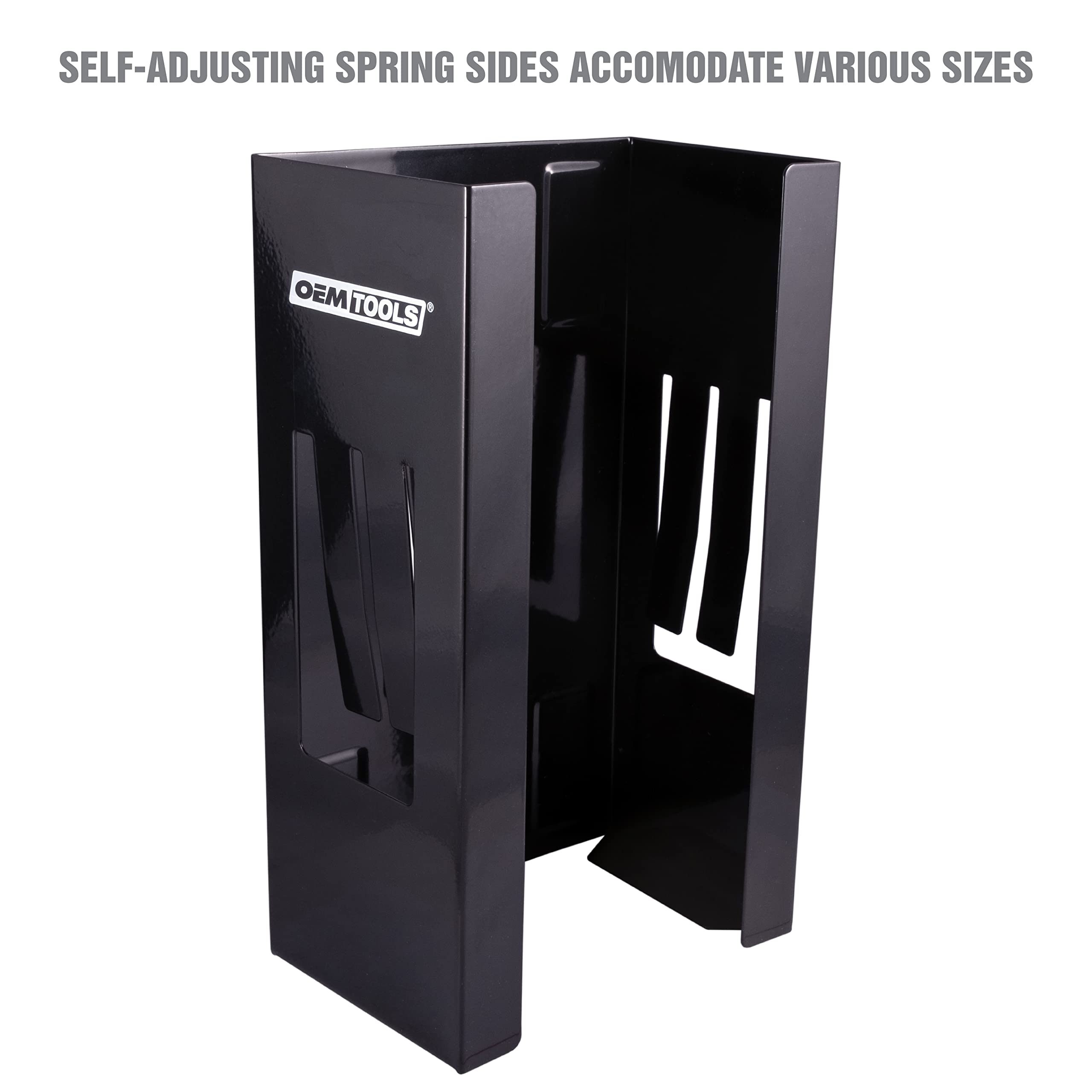 OEMTOOLS 23125 Black Magnetic Glove Dispenser - Wall Mount Disposable Gloves Box Holder for Kitchen, Workshop, Salon & Medical Use