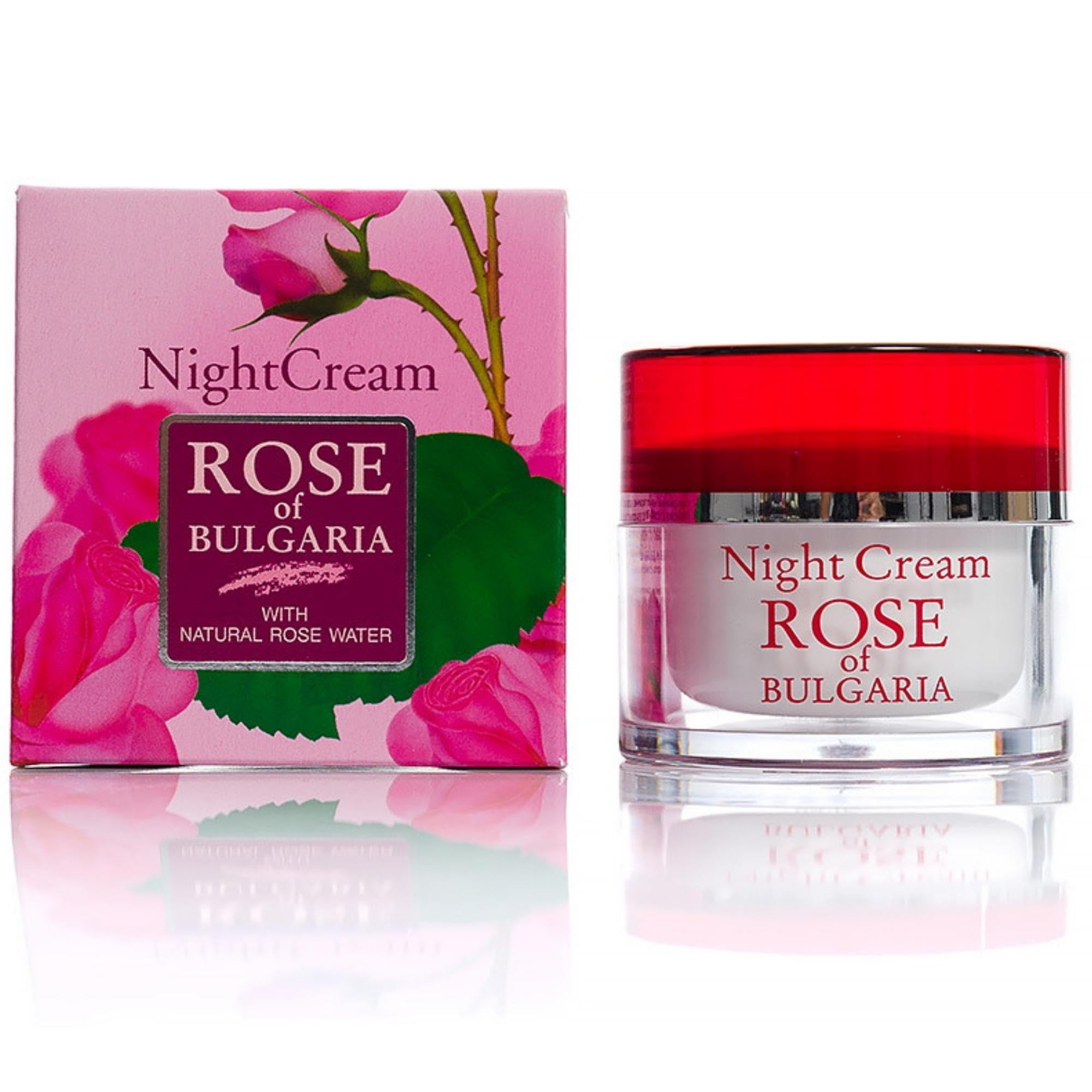 Bulgarian Rose Night Cream with Natural Rose Water - Hydrating & Anti-Aging Face Moisturizer for Dry Skin | Perfect for Nighttime Skincare Routine & Sensitive Skin Care