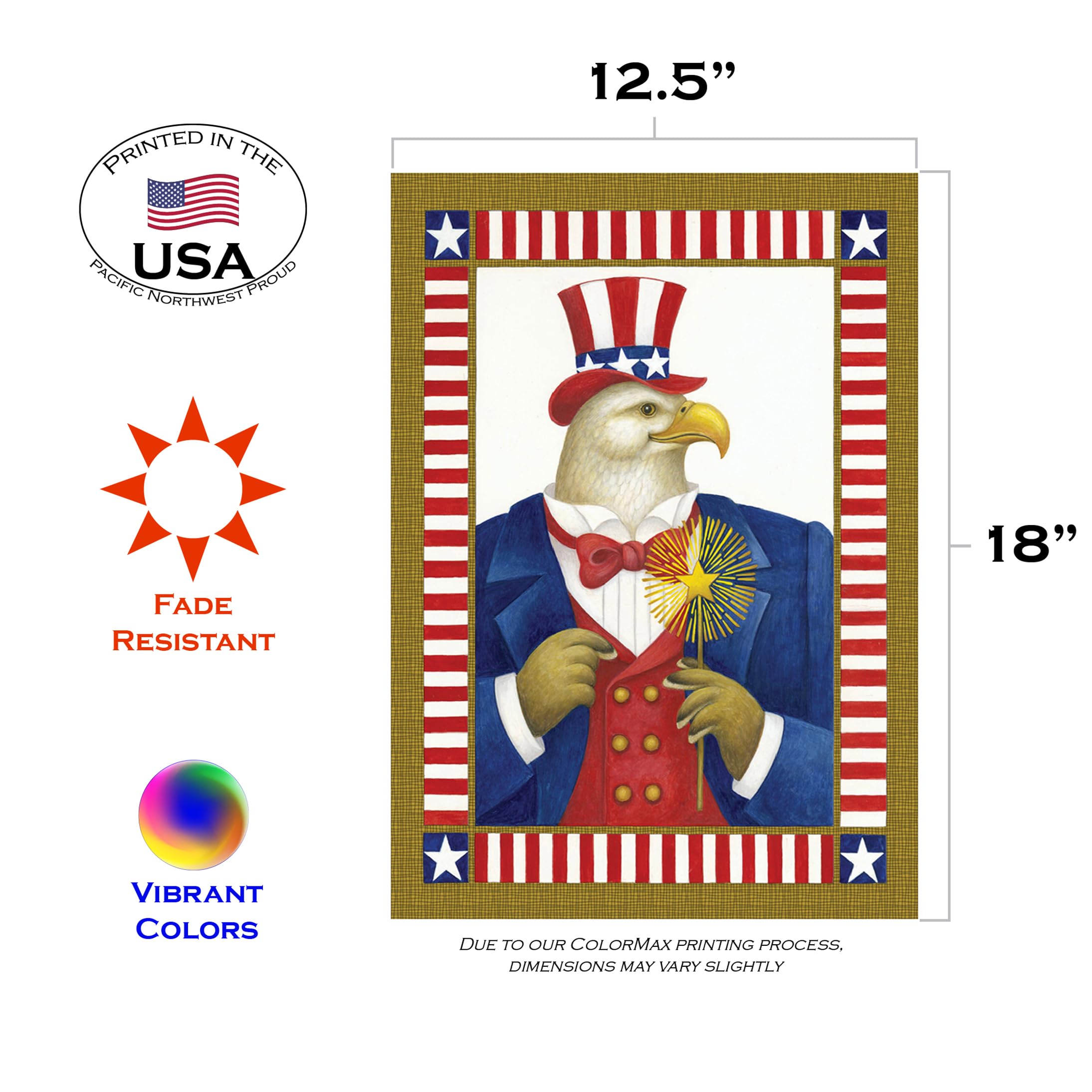 Toland Home Garden 119827 Uncle Eagle Sam Patriotic Flag - 12x18 Inch Double Sided American Garden Flag for Outdoor Yard & House Decoration - Perfect for 4th of July, Memorial Day & Patriotic Events