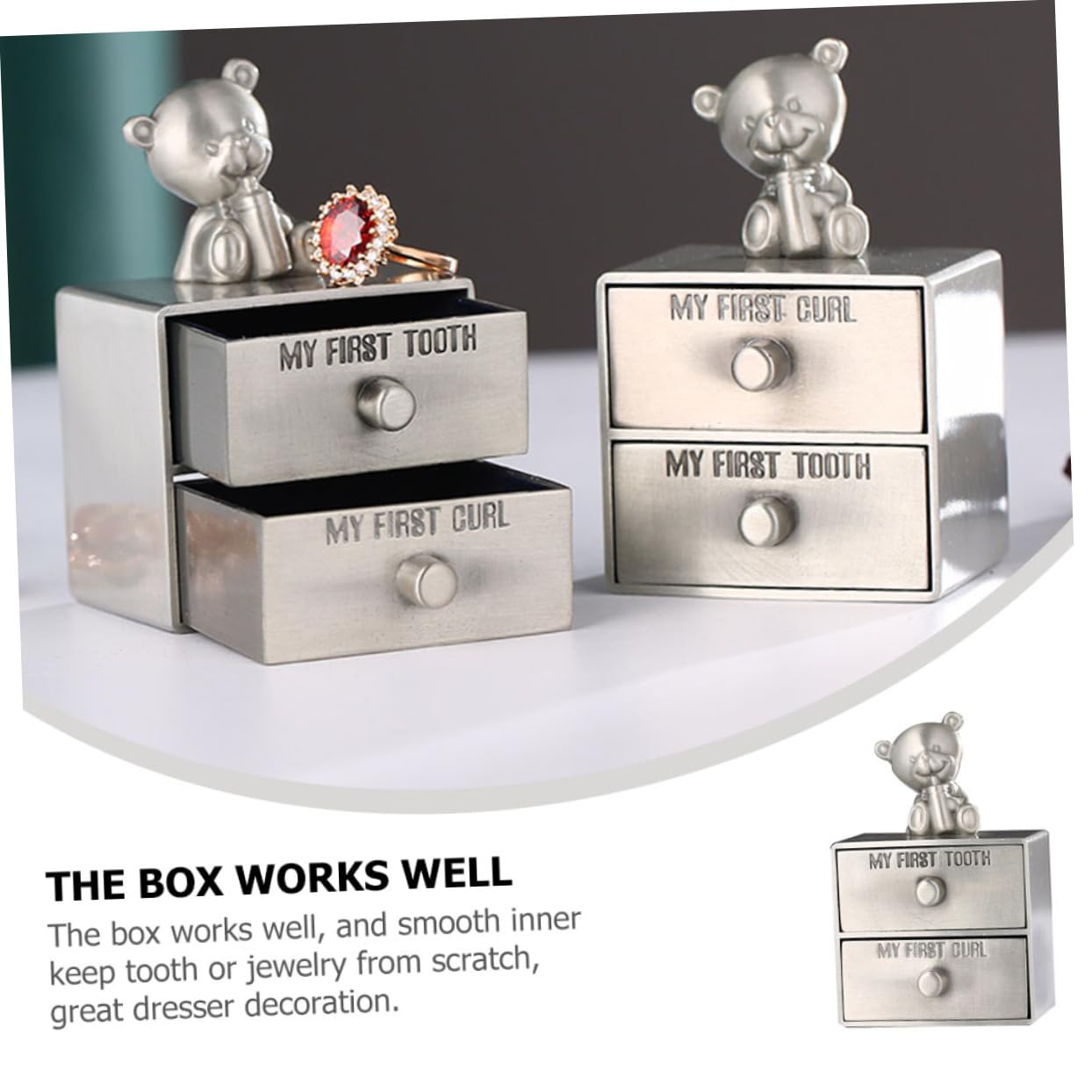 CHILDWEET Kids Tooth Storage Box - Metal Tooth Holder & Jewelry Trinket Box for Boys and Girls | Perfect for Baby Teeth Keepsake, First Tooth Collection & Small Jewelry Organization
