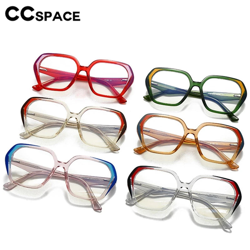 CCspace Women's Full Rim Irregular Square Polycarbonate Eyeglasses 3003 - Trendy Lightweight Glasses for Work, Reading & Fashion