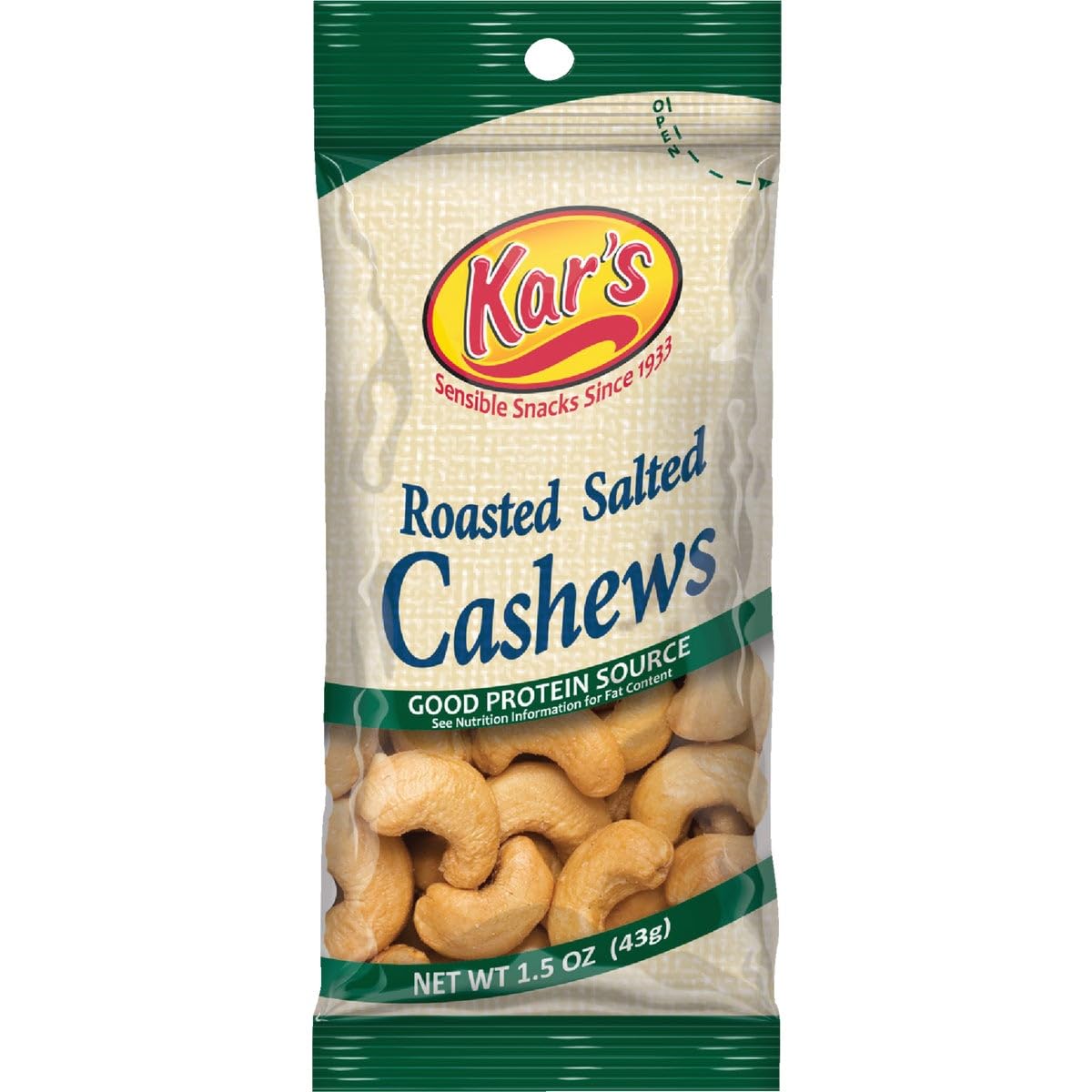 Kar's 1.5 Oz. Salted Cashew Nuts (Pack of 12) - Premium Roasted Cashews for Snacking, Parties & Gifts - Healthy Protein Snack for Office, Travel & Movie Nights