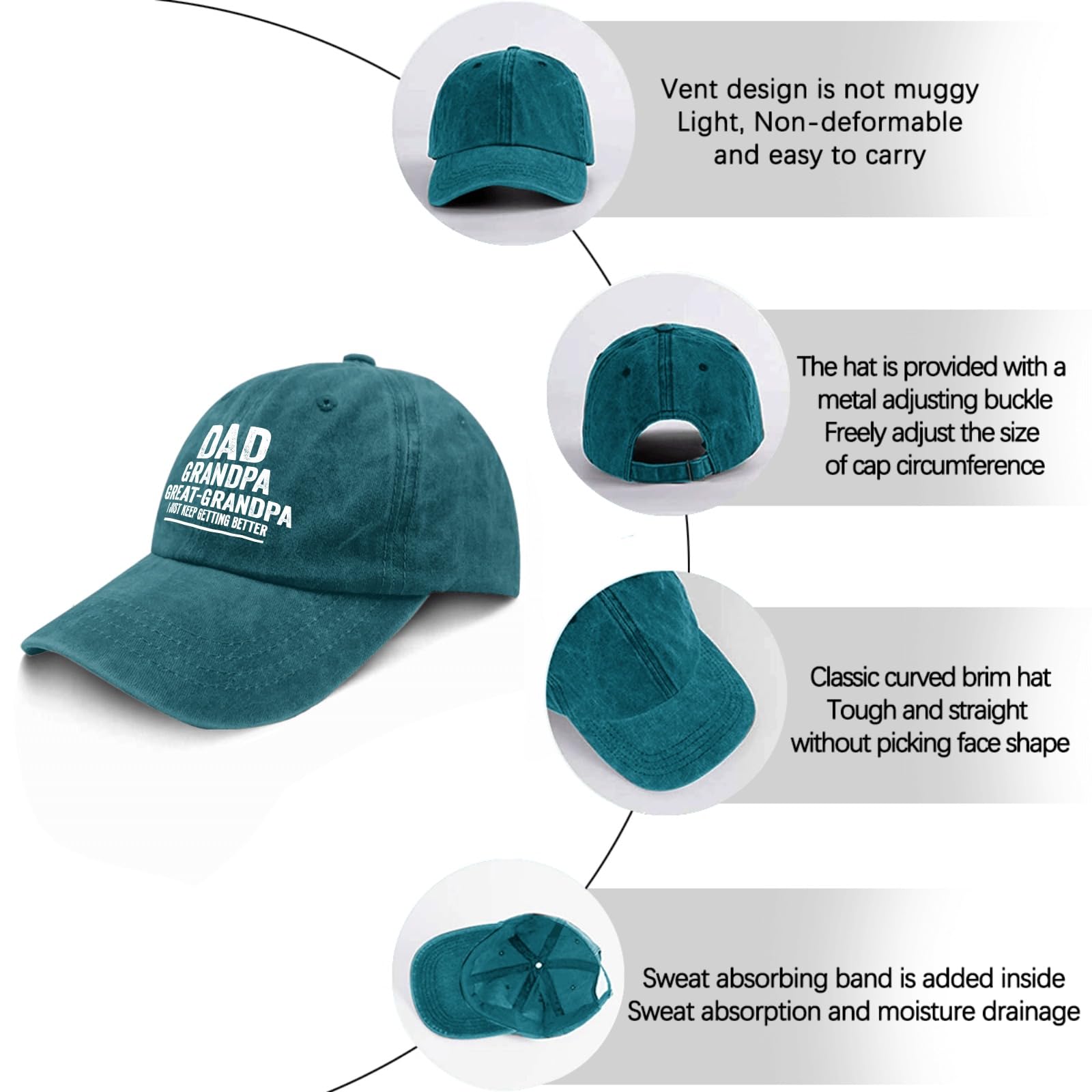Custom Baseball Cap for Dad & Grandpa - Pigment Black Golf Hat, Workout Cap, Great Gifts for Men - Perfect for Golfing, Running, Outdoor Activities & Casual Wear