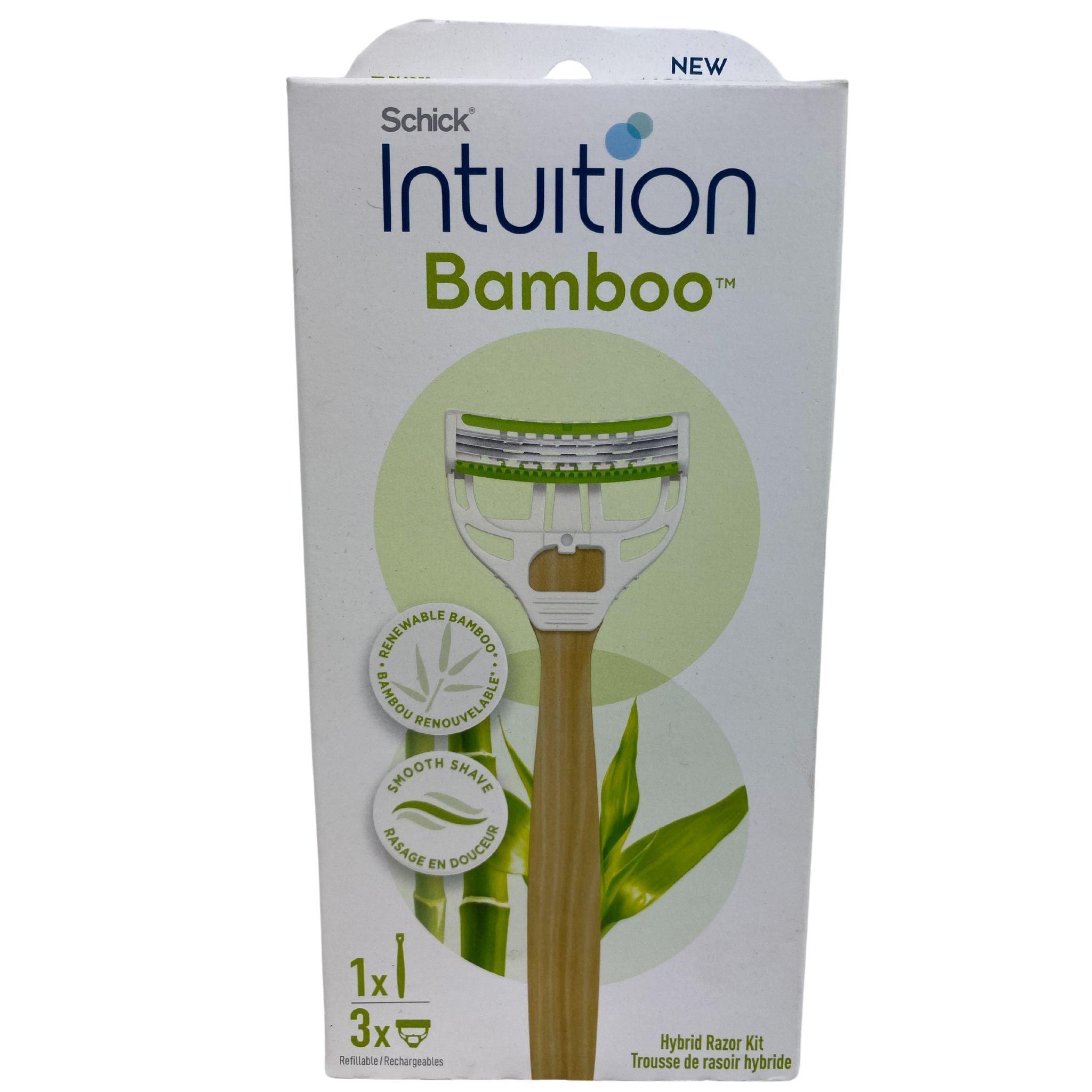 Schick Intuition Bamboo Hybrid Razor Kit - 3 Flexible Blades & 1 Razor Handle (40 Pcs) - Smooth Shaving for Women, Sensitive Skin Care, Legs & Underarms - Perfect for Travel & Daily Use