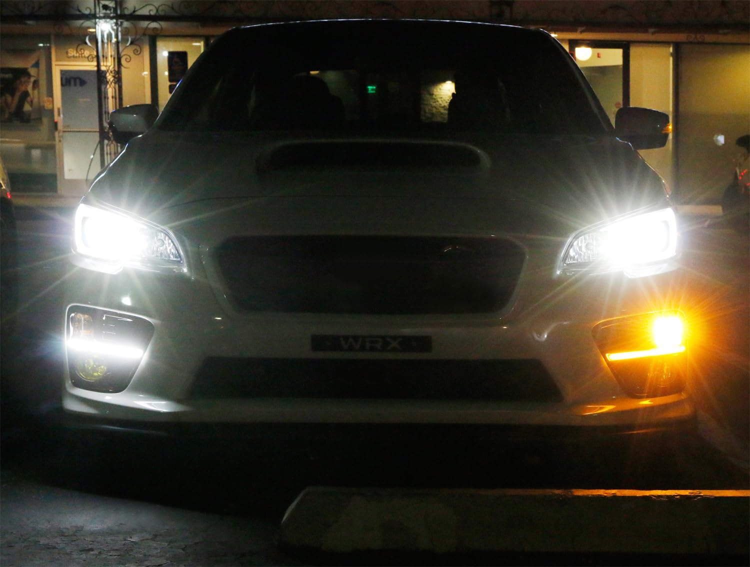 iJDMTOY Switchback LED Daytime Running Lights for 2015-2017 Subaru WRX/STi - JDM Style Piano Black Fog Lamp Bezels, Xenon White DRL & Amber Turn Signals | Enhanced Visibility & Style for Night Driving & Custom Car Mods