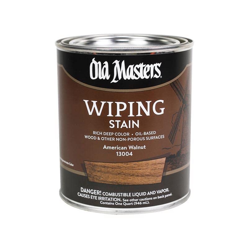 Old Masters Semi-Transparent American Walnut Oil-Based Wiping Stain - 1 Quart (32 oz) for Wood Furniture, Cabinets & DIY Projects - Perfect for Indoor & Outdoor Wood Finishing