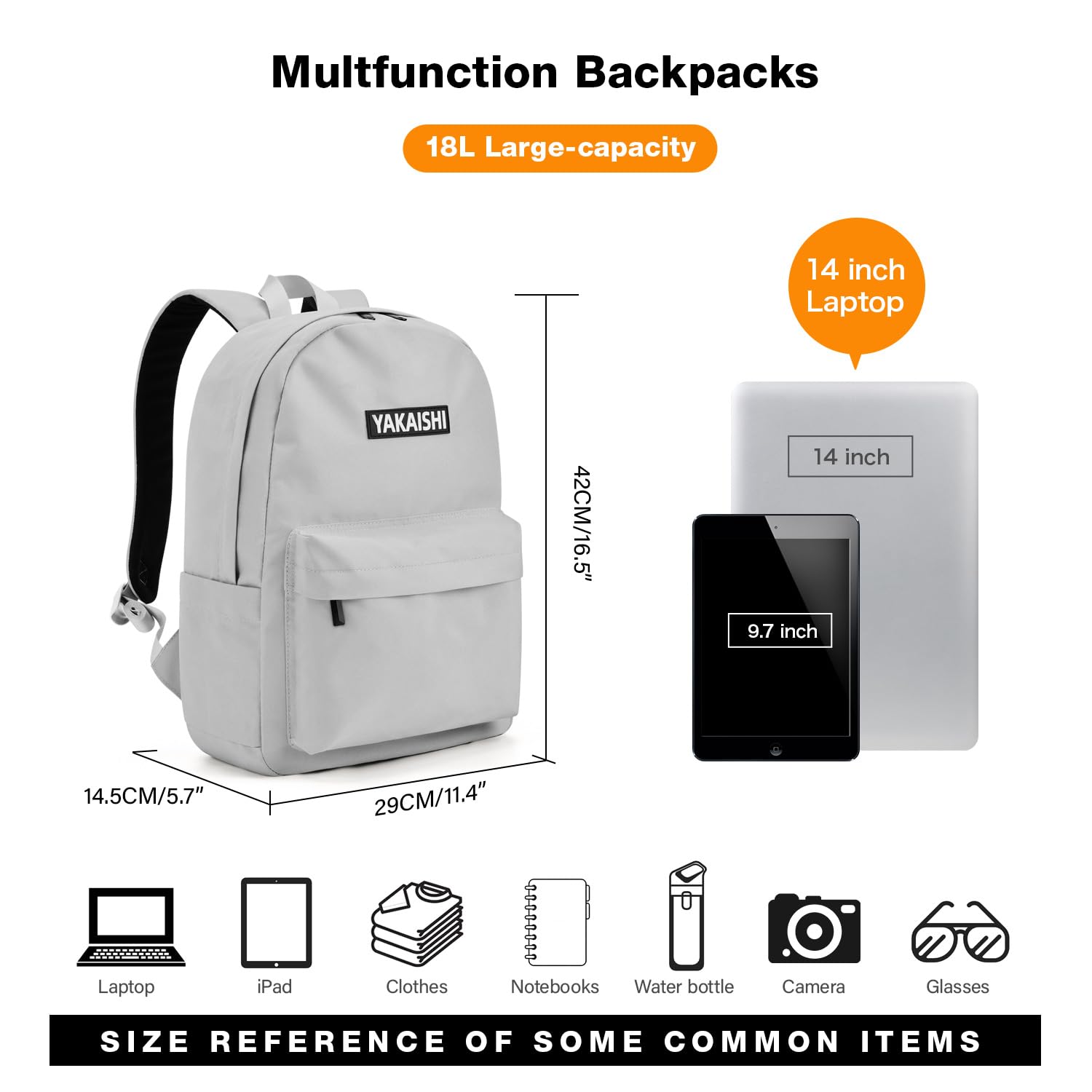YAKS Casual Daypack - Stylish College Backpack for Hiking, Travel & Business | Waterproof Lightweight Backpack for Students, Commuters & Outdoor Enthusiasts | Perfect Gift for Men & Women