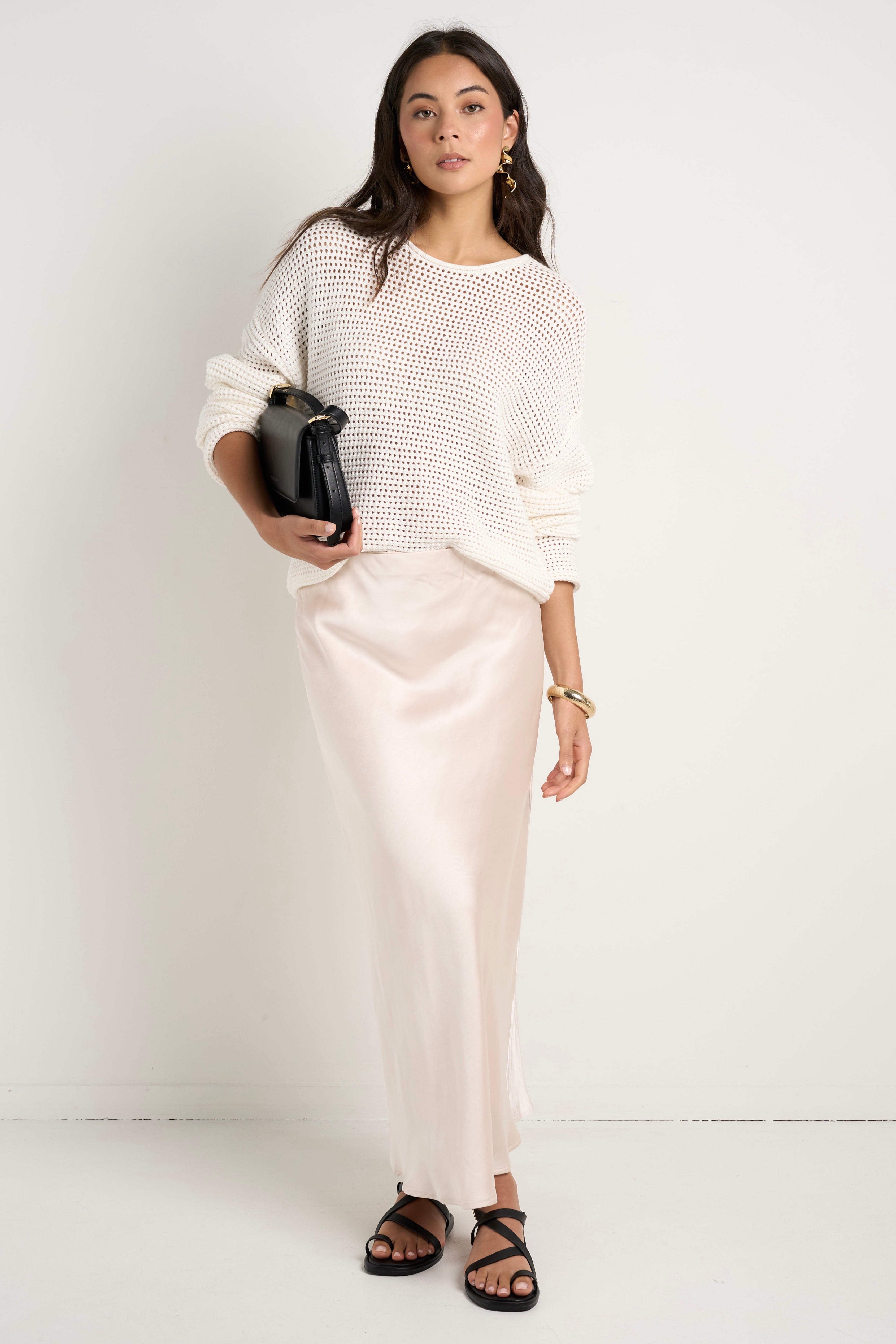 Dawn Ivory Crochet Knit Jumper Sweater for Women - Soft Chunky Handmade Pullover - Perfect for Fall, Winter & Cozy Home Wear