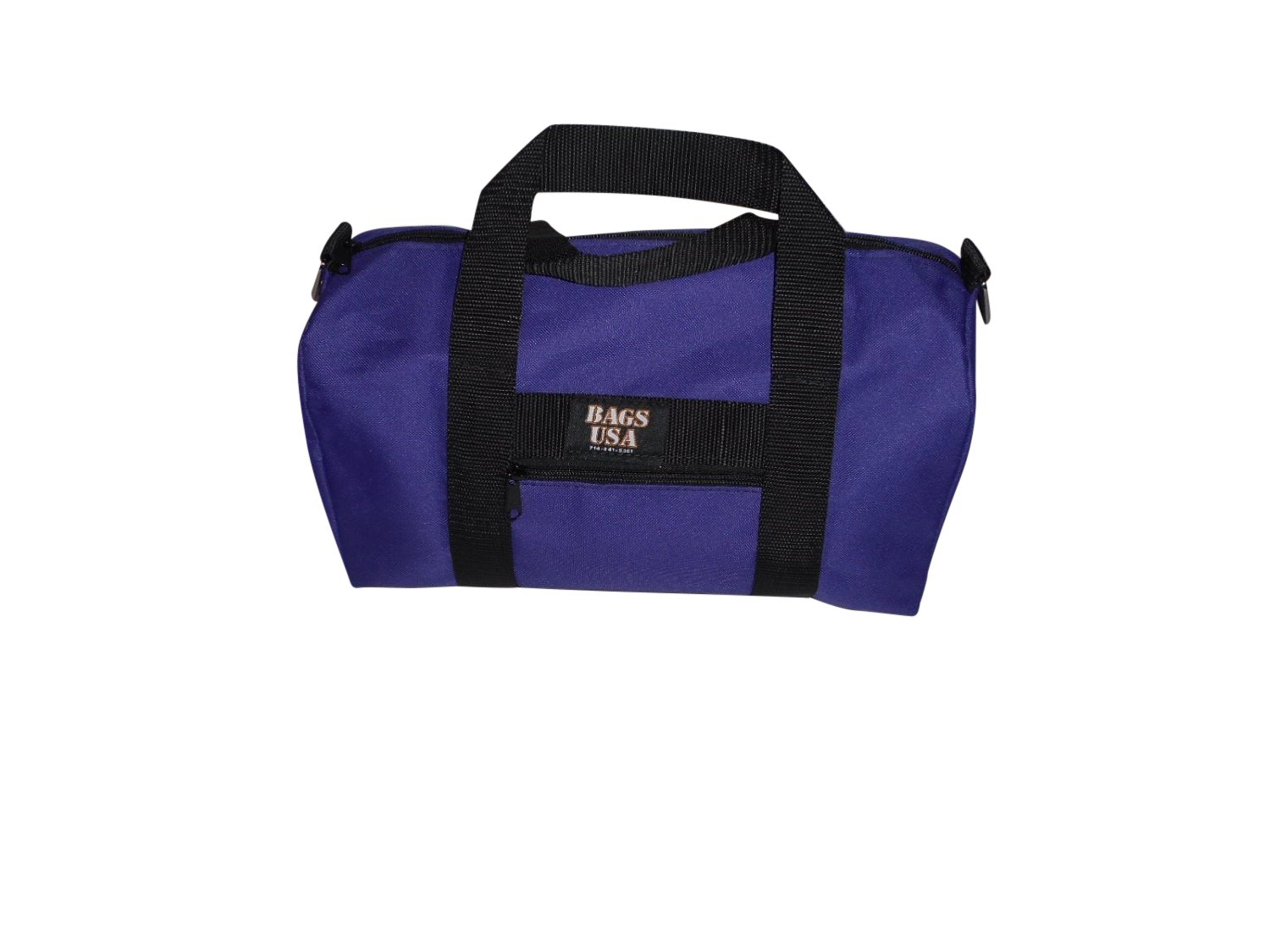 Premium Small Canvas Duffle Bag with Front Pocket - Made in USA (Purple) | Gym Bag, Travel Bag & Sports Equipment Organizer