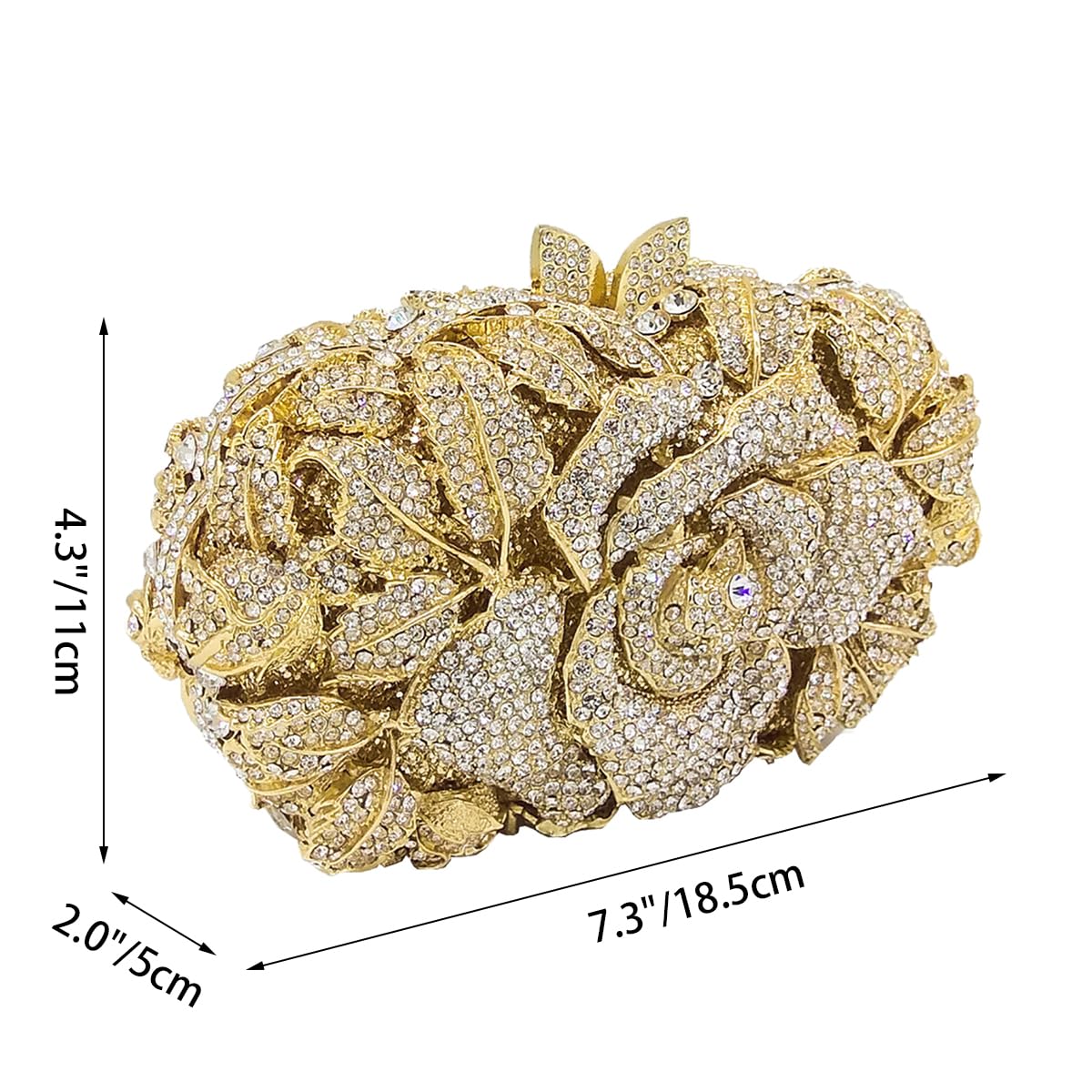 Sparkly Rhinestone Evening Clutch for Women - Rose Flower Crystal Purse for Wedding, Party & Cocktail | Elegant Handbag for Formal Events, Date Nights & Special Occasions